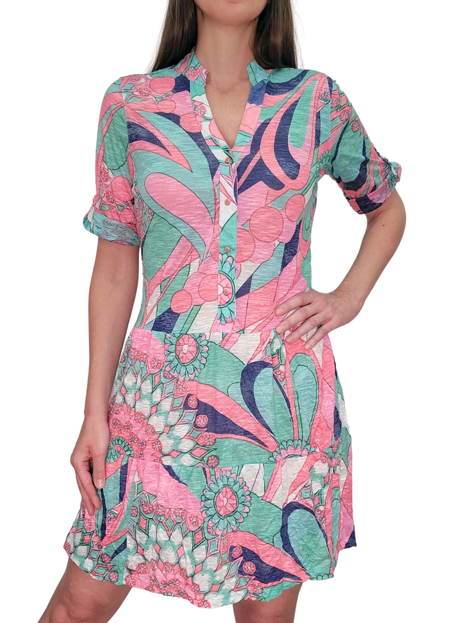 Crushed 'Lily' Drop-Waist Dress S Crushed 'Lily' Drop-Waist Dress S