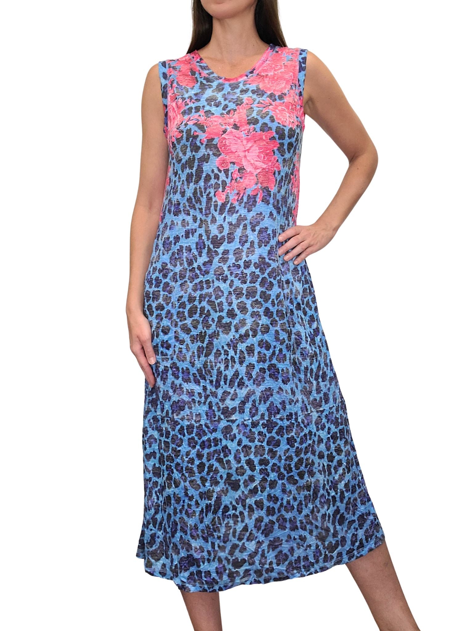 Crushed 'Hyde' Sleeveless Maxi Dress w/ Pockets Xs / Hyde with Roses