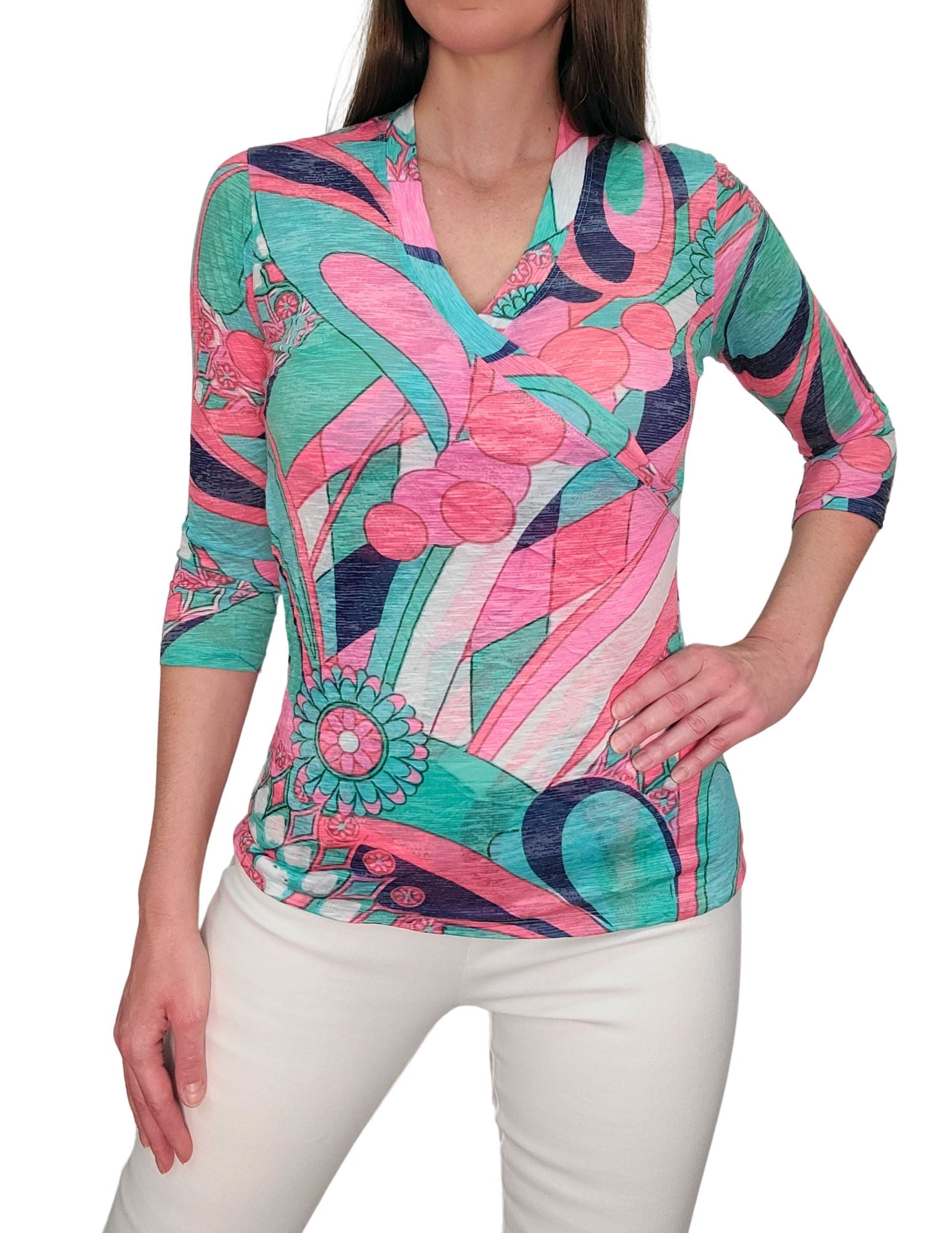 Crushed 3/4 Surplice 'Lily' V-Neck