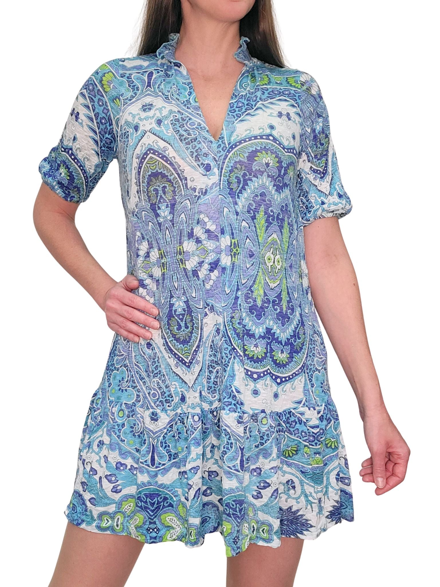 Crushed A-Line Single Tiered 'Blues' Dress David Cline Online Crushed A-Line Single Tiered 'Blues' Dress David Cline Online