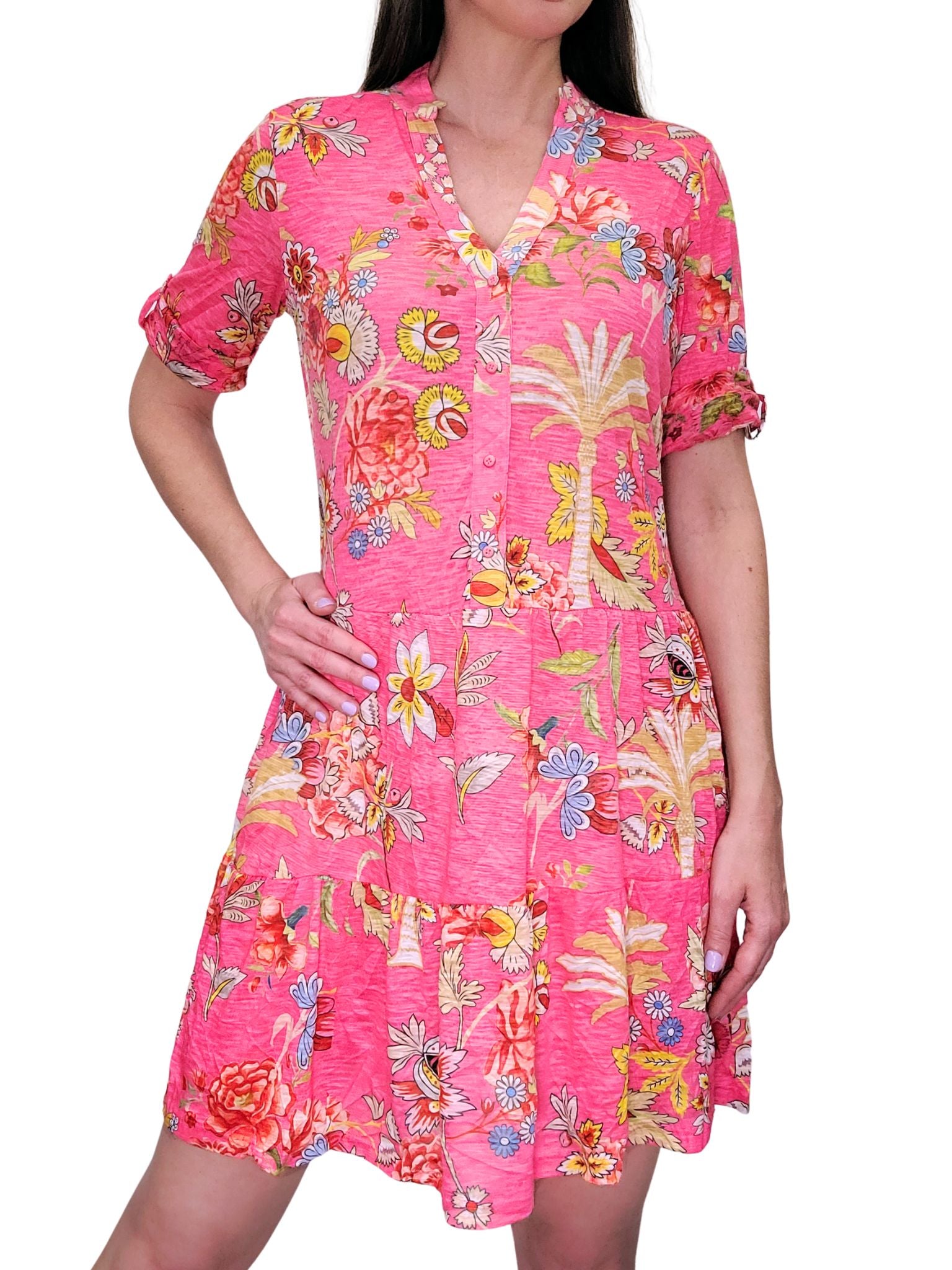 Crushed 'Fiesta' Drop-Waist Dress XS