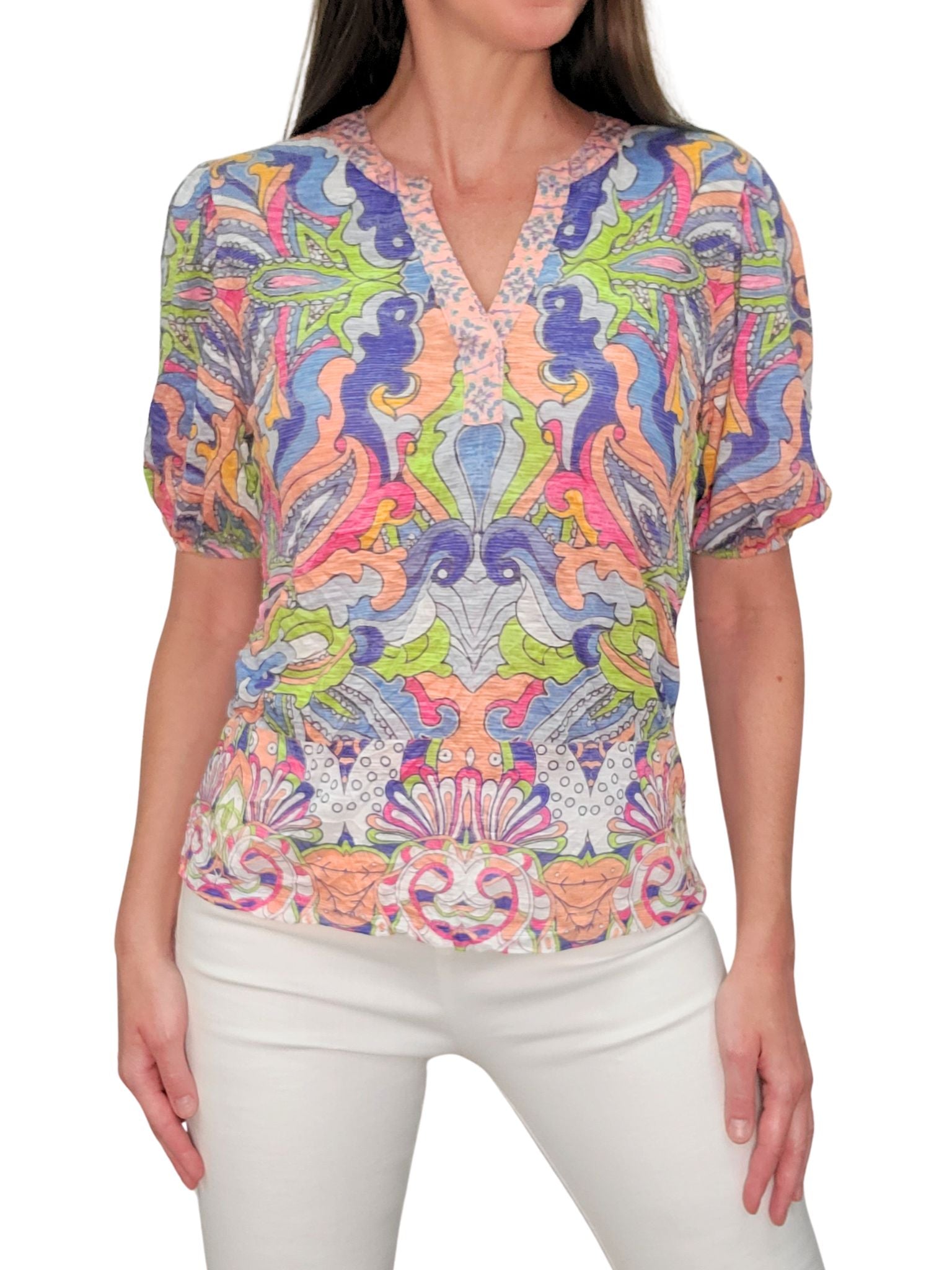 Crushed 'Deco' Collarless Polo