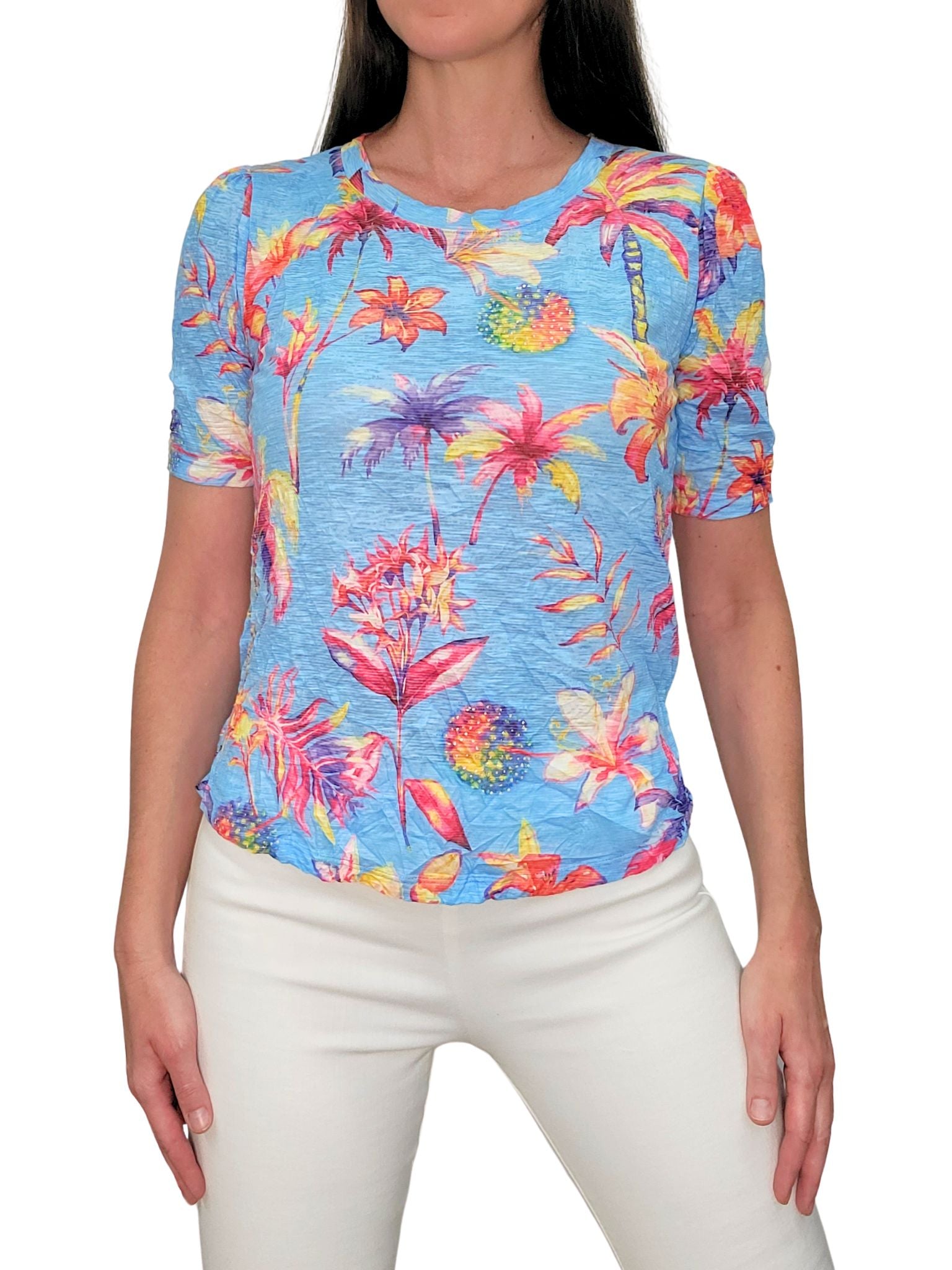 크러쉬드 3/4 슬리브 민트 크루넥