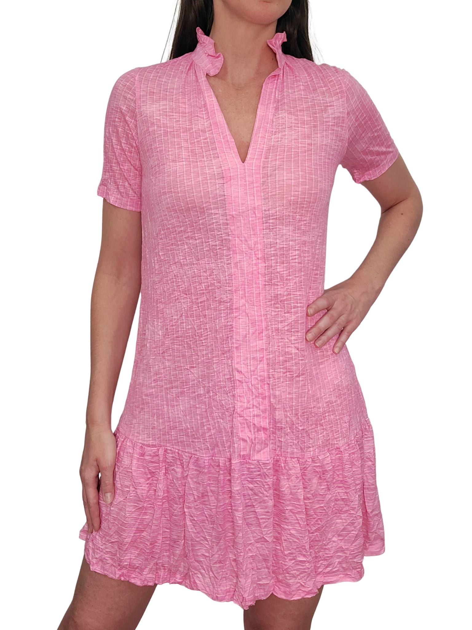 Crushed A-Line Single Tiered 'Blush' Dress