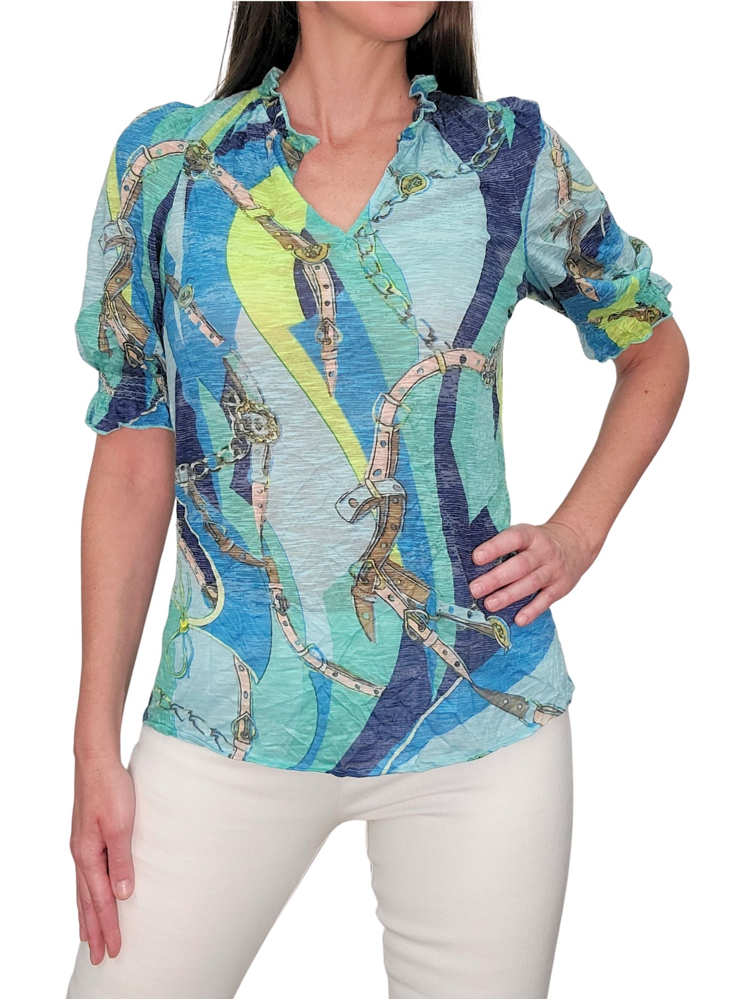 Ruffled Collar 'Wind' Blouse with Smocked Sleeves - Ready to ship