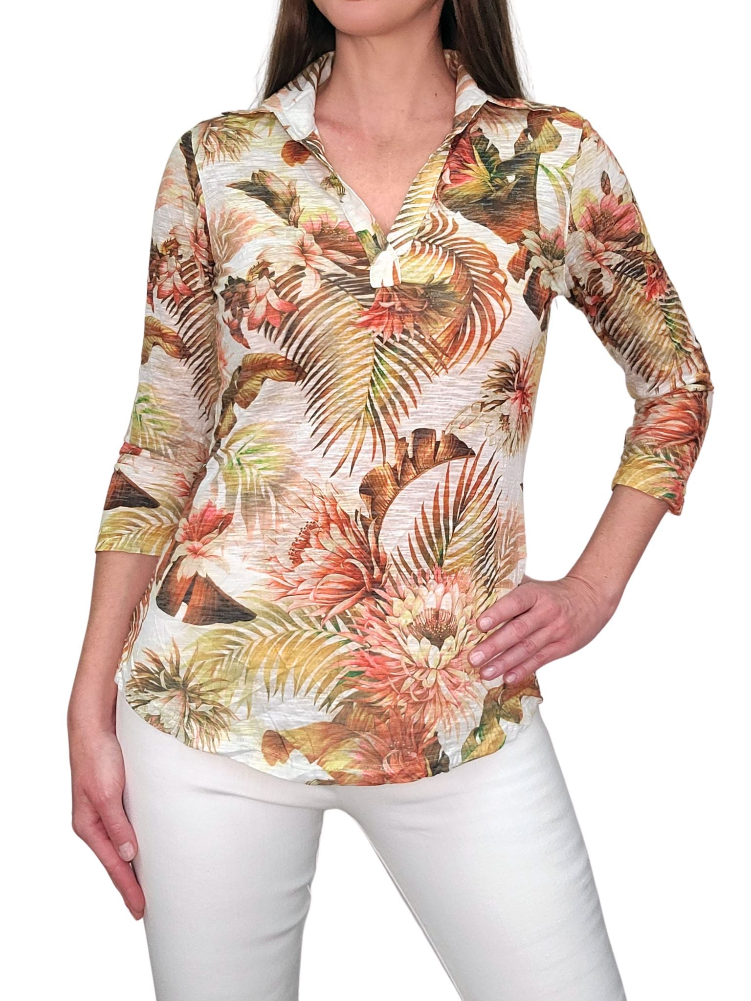 Crushed 3/4 Sleeve 'Bamboo' Polo