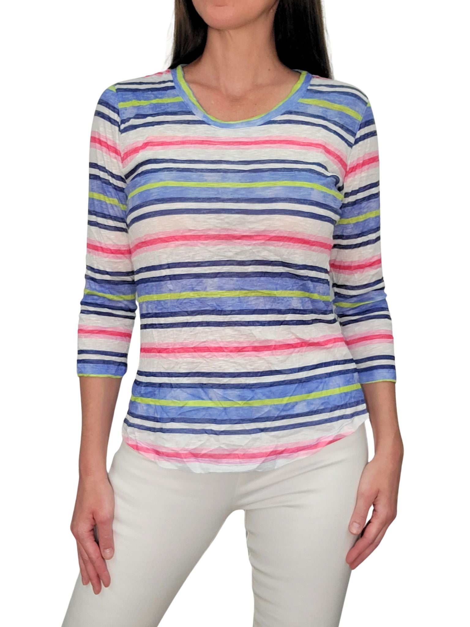 Crushed 3/4 Sleeve Malibu Crew Neck