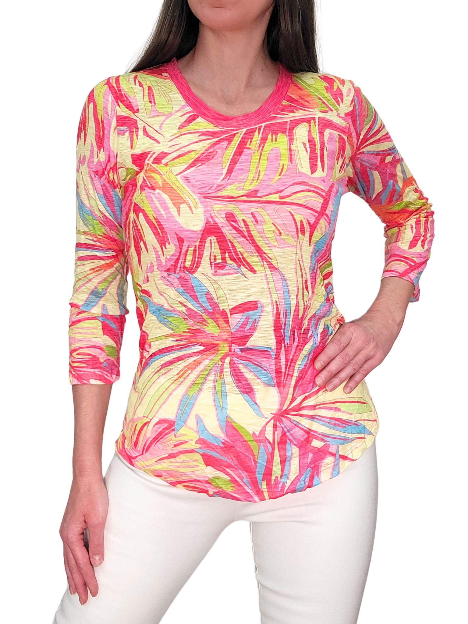 크러쉬드 3/4 슬리브 말리부 크루넥