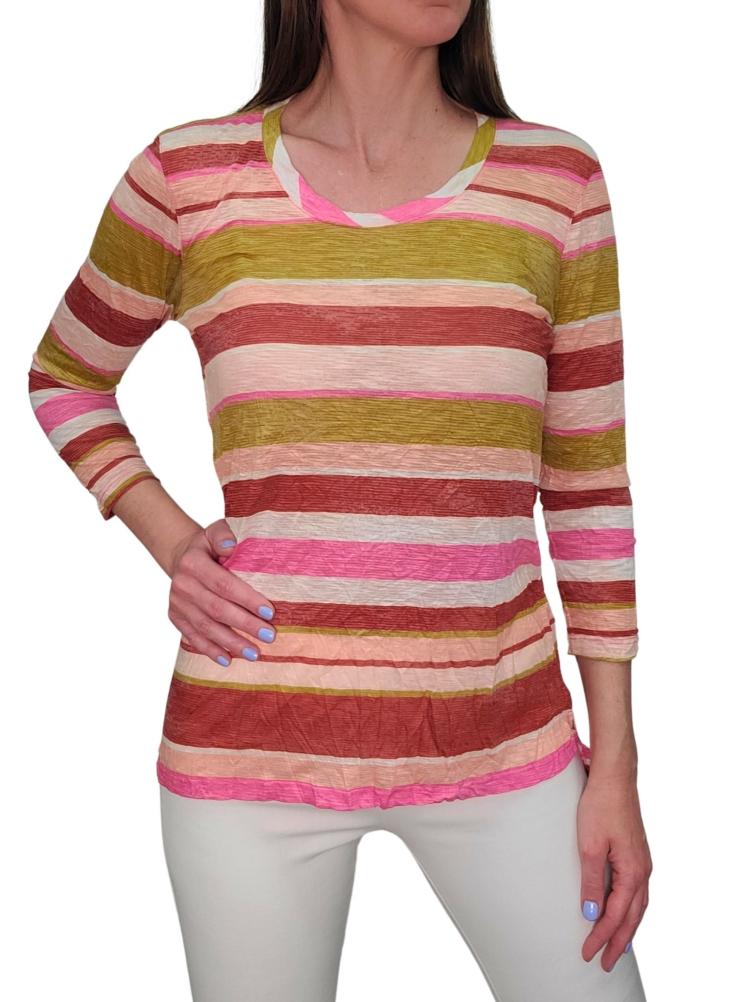 크러쉬드 3/4 슬리브 말리부 크루넥