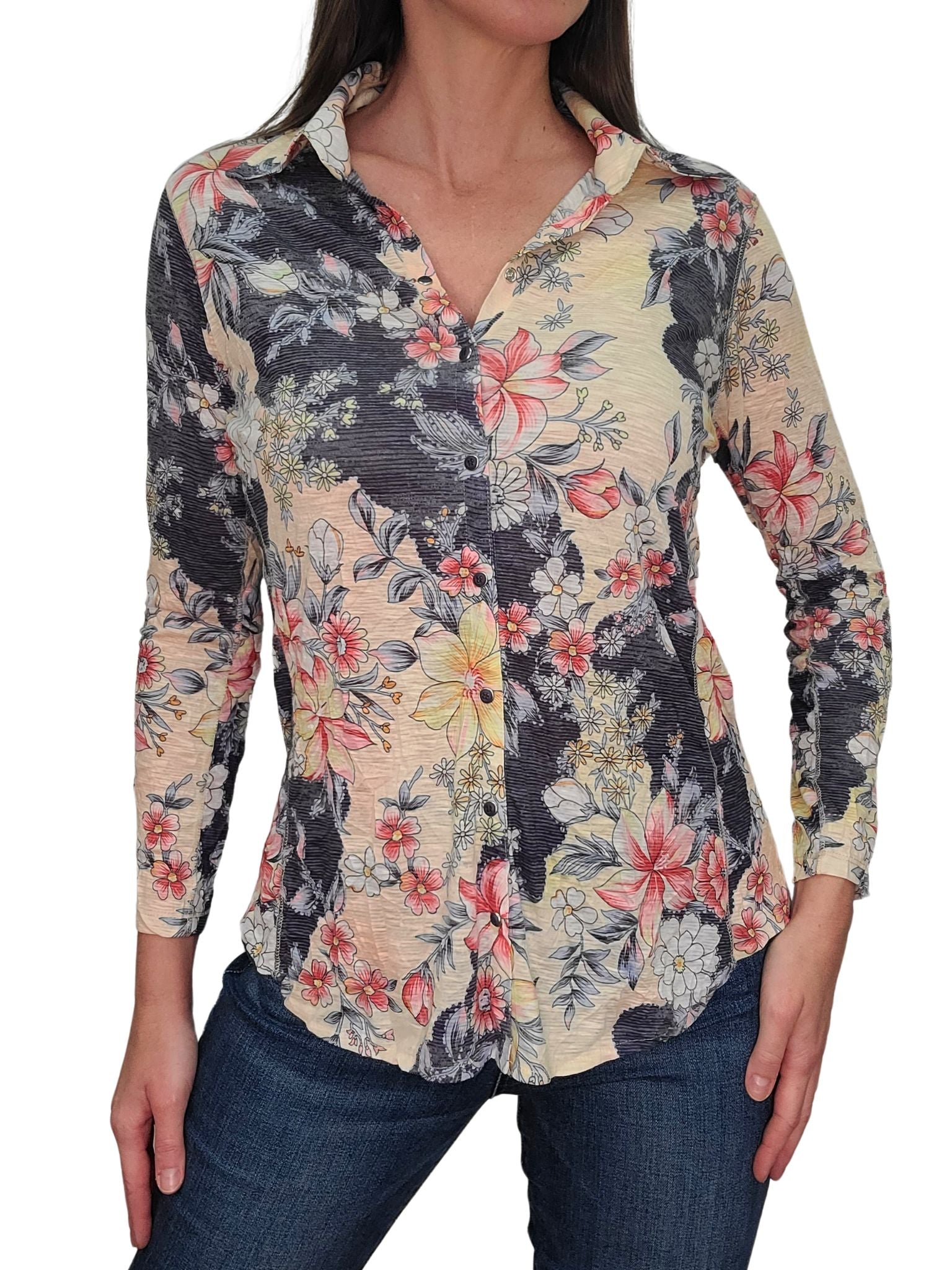 Crushed Long Sleeve Shirt 'Lapis'