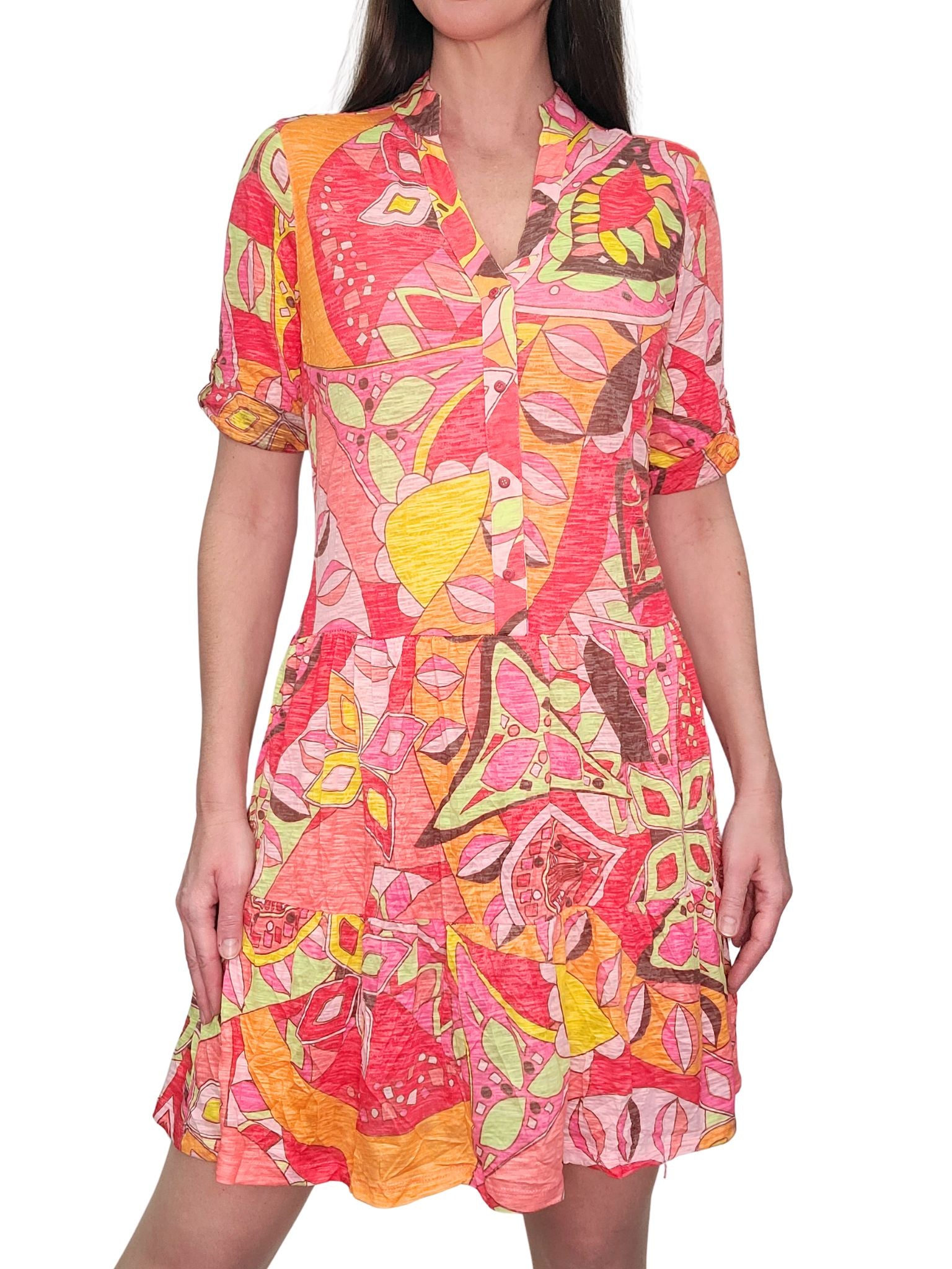 Crushed 'Coral' Drop-Waist Dress