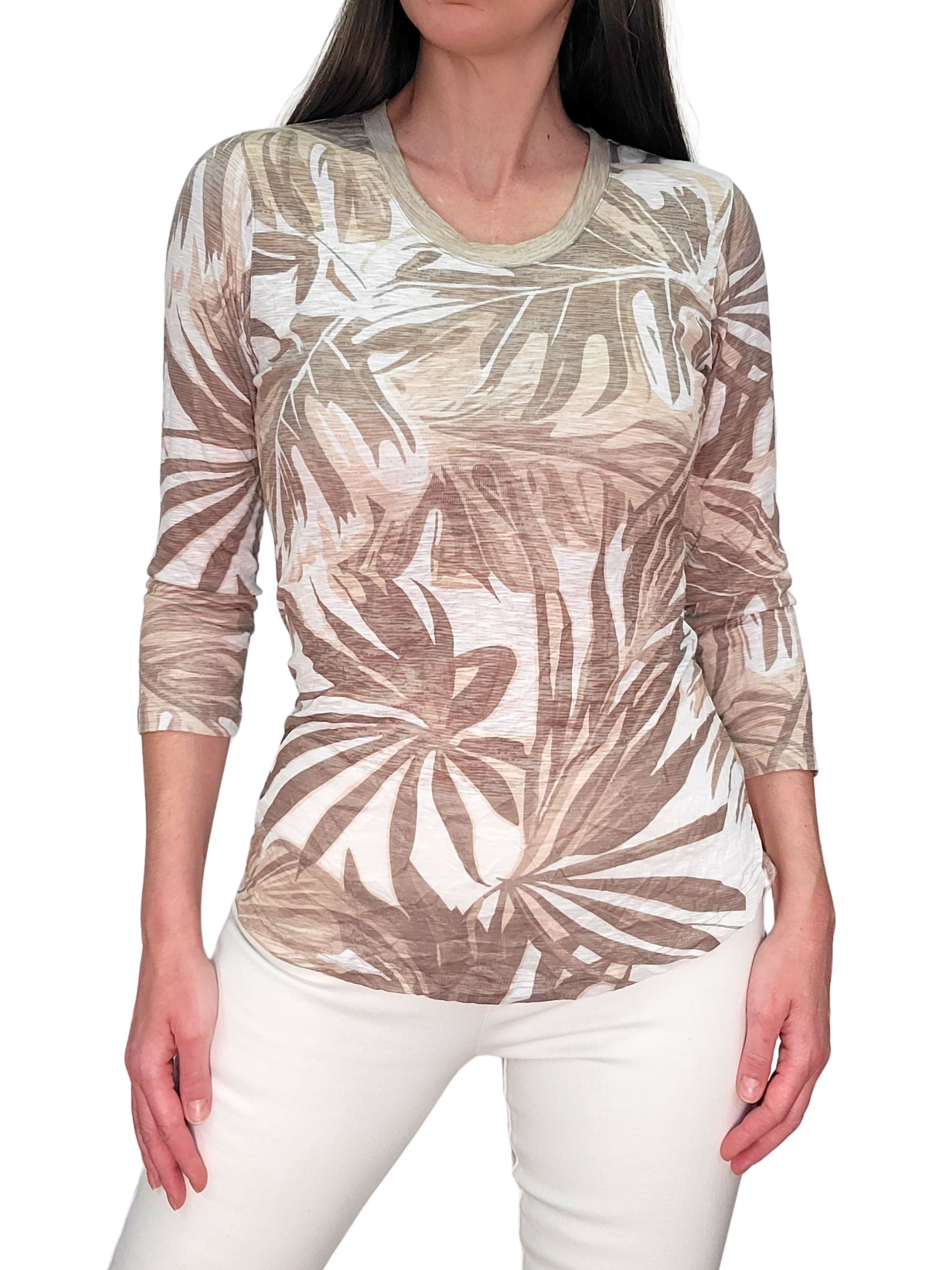 크러쉬드 3/4 슬리브 말리부 크루넥