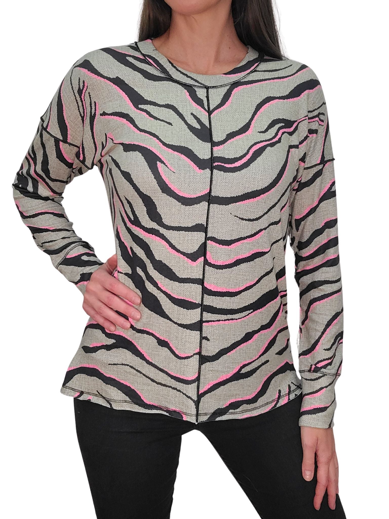 Long Sleeve 'Steel' Crew Neck w/Front-Seam