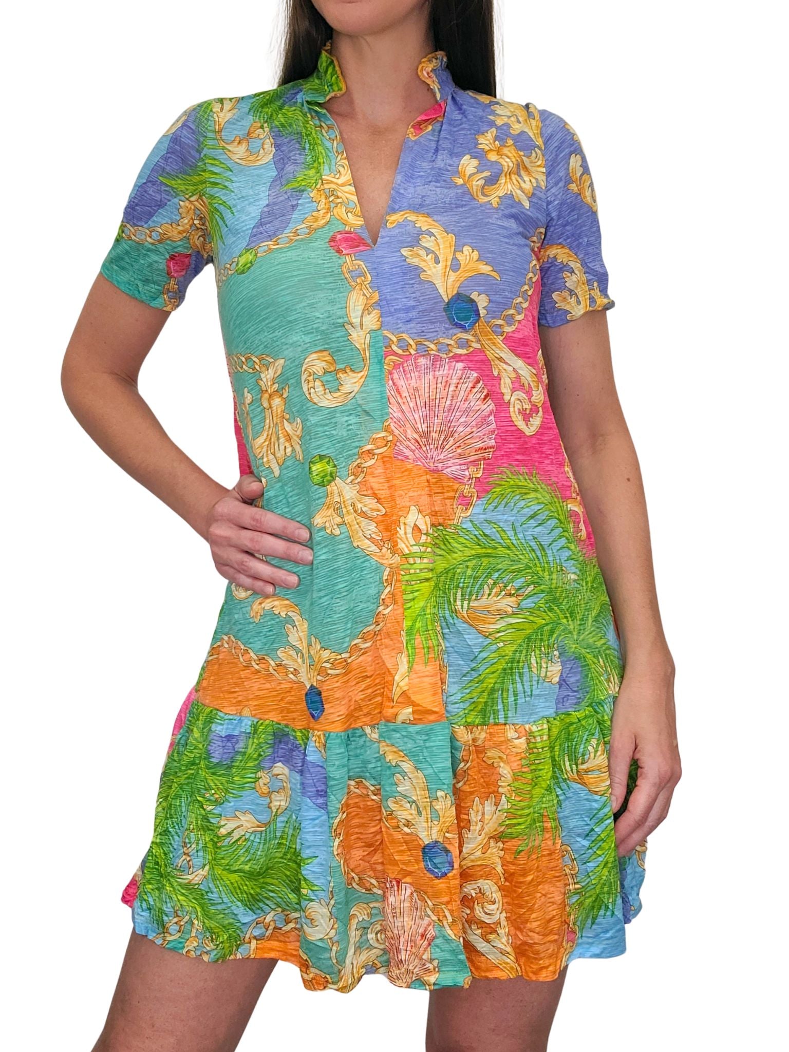 Crushed A-Line Single Tiered 'Sea' Dress