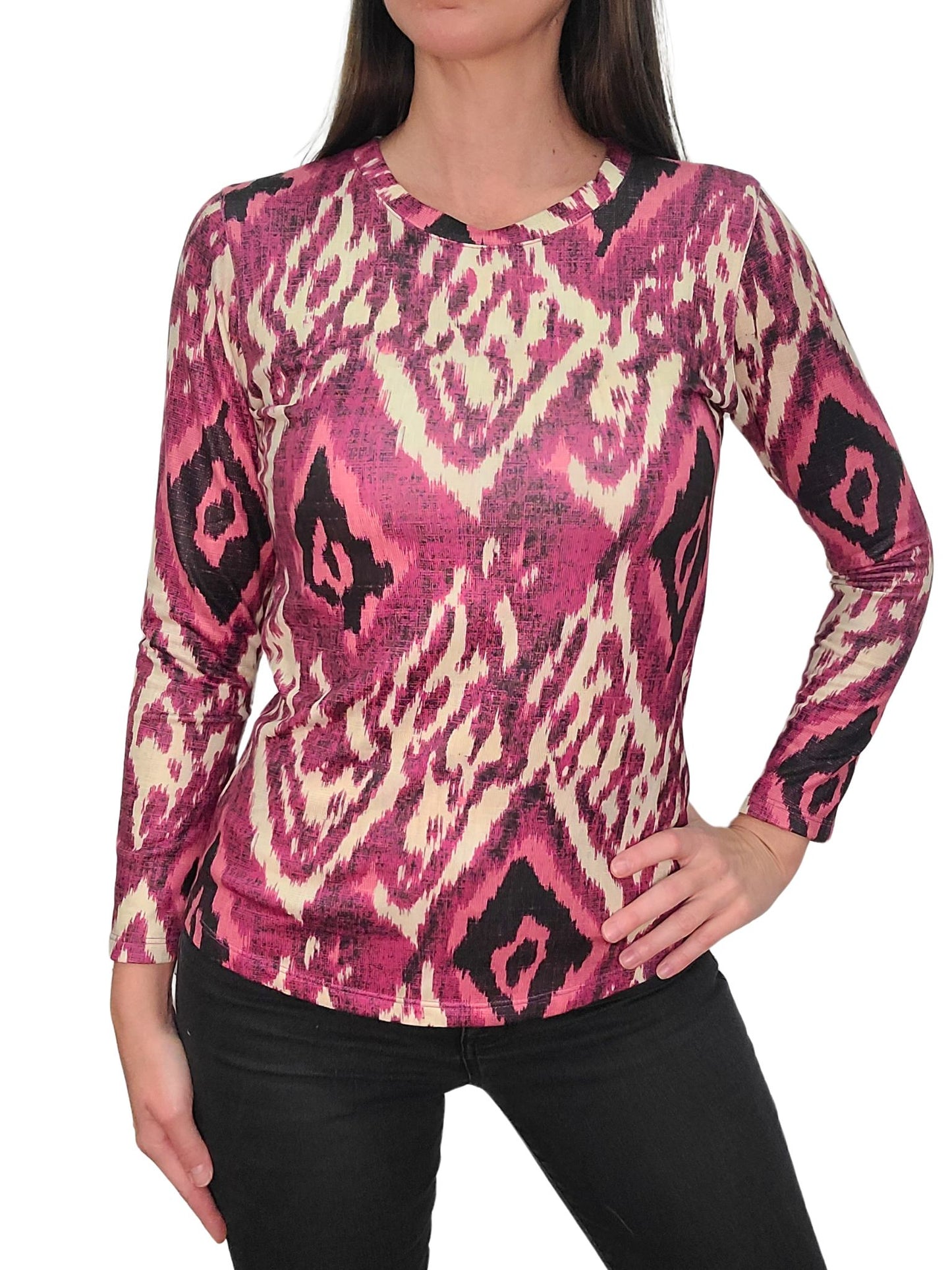 Soft Long Sleeve Magenta Crew Neck