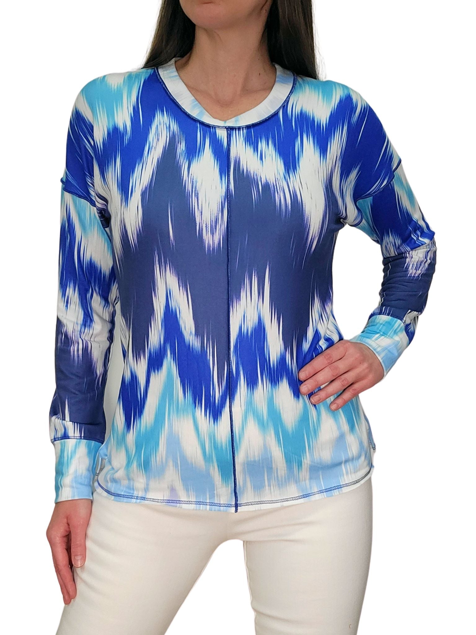 Long Sleeve 'Tribal' Crew Neck w/Front-Seam