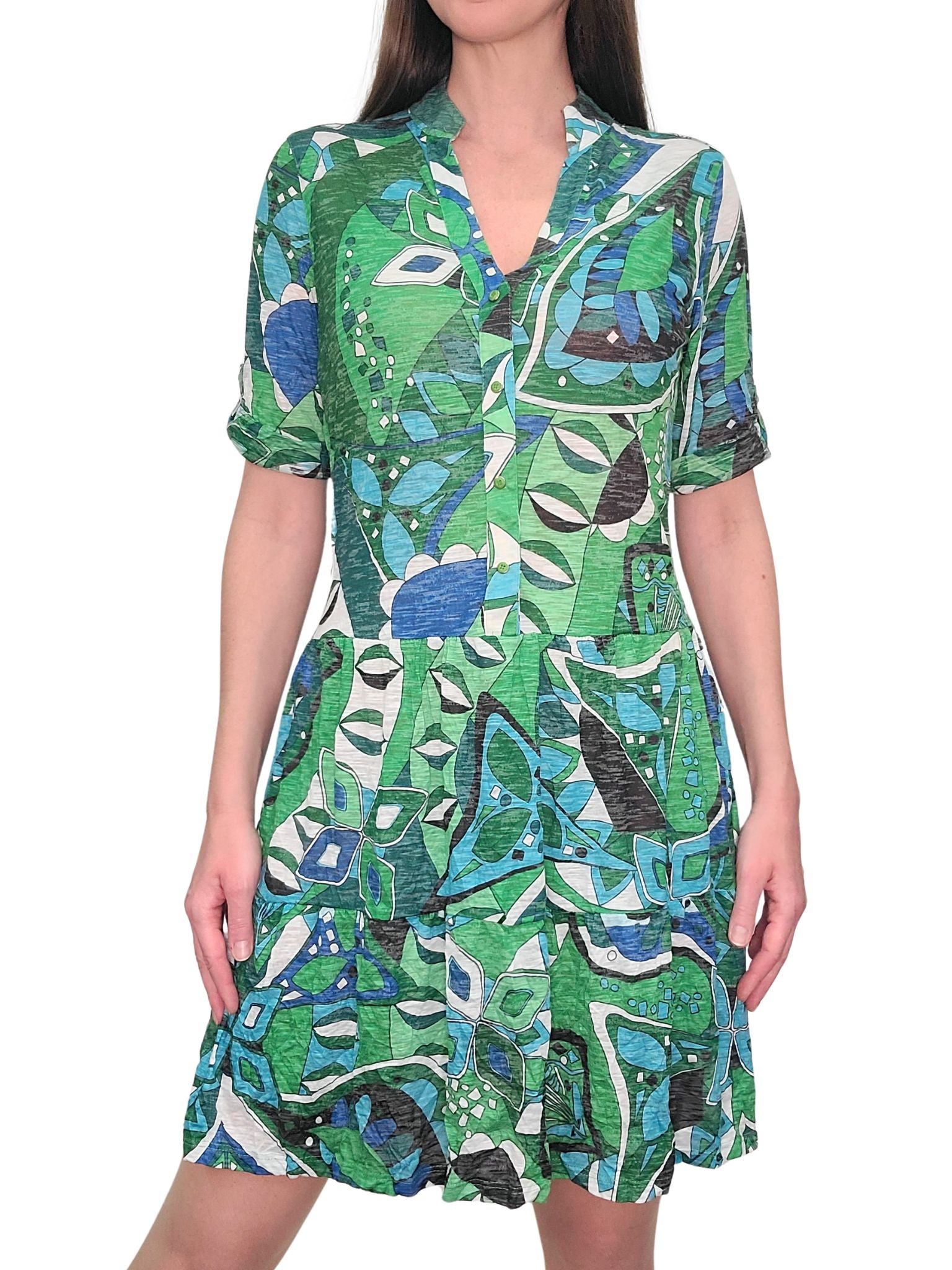 Crushed 'Jade' Drop-Waist Dress