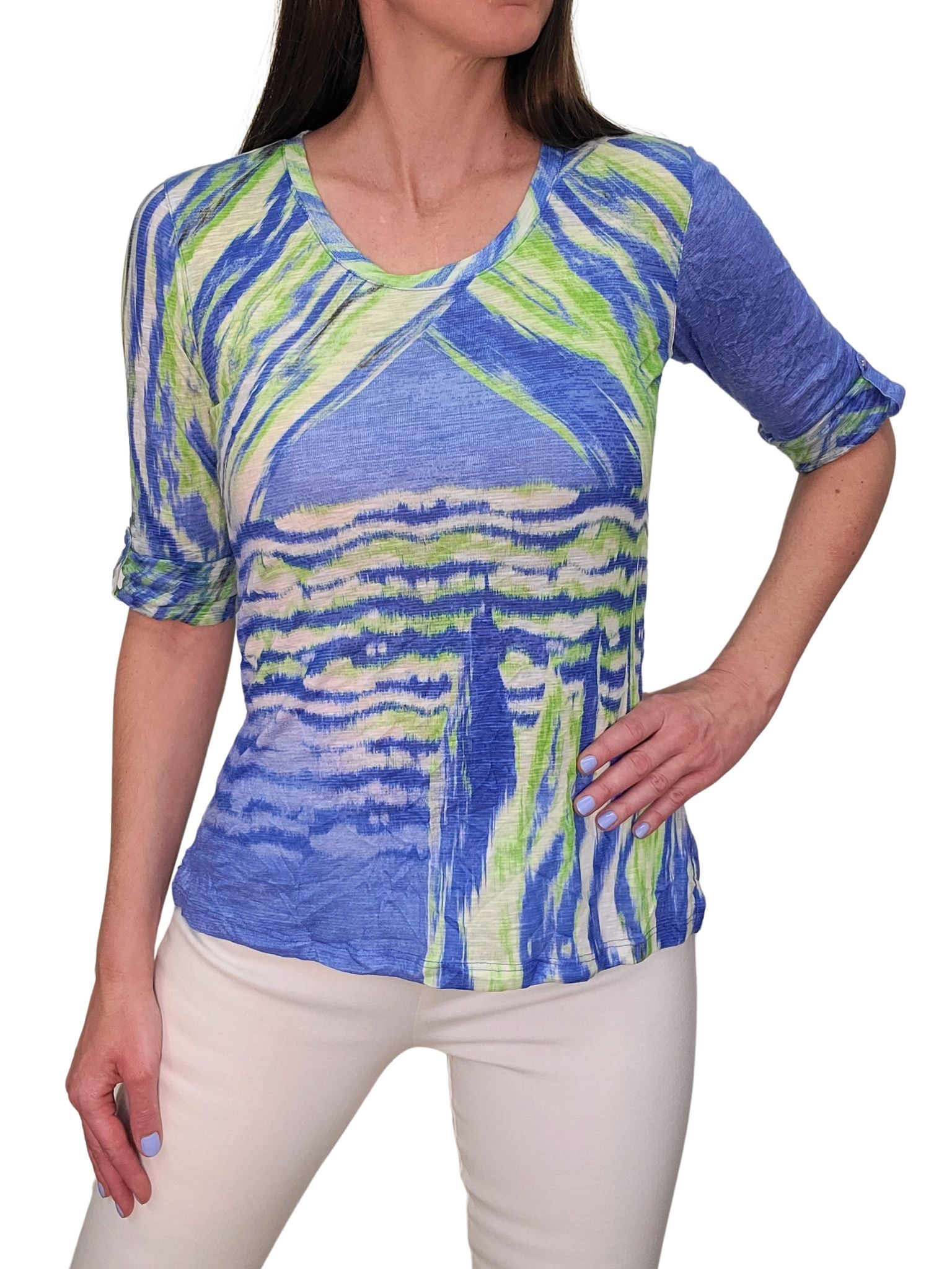 Crushed 'Cold' Crew Neck with Roll-Up Sleeve