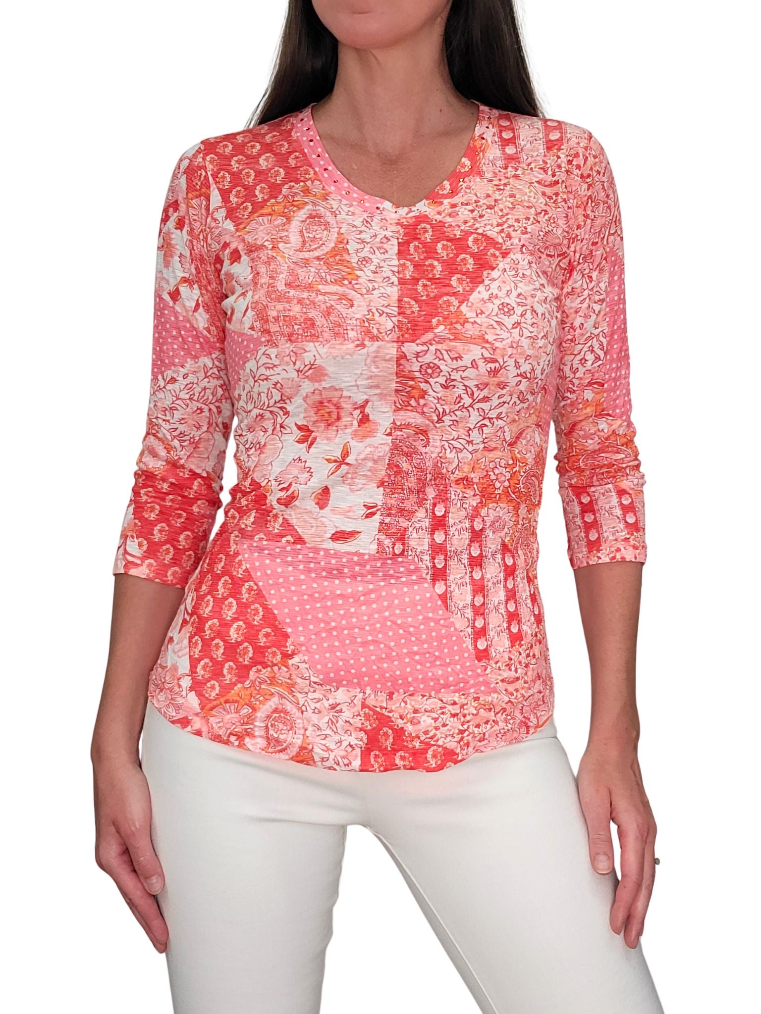 Crushed 3/4 Sleeve 'Crush' Crew Neck