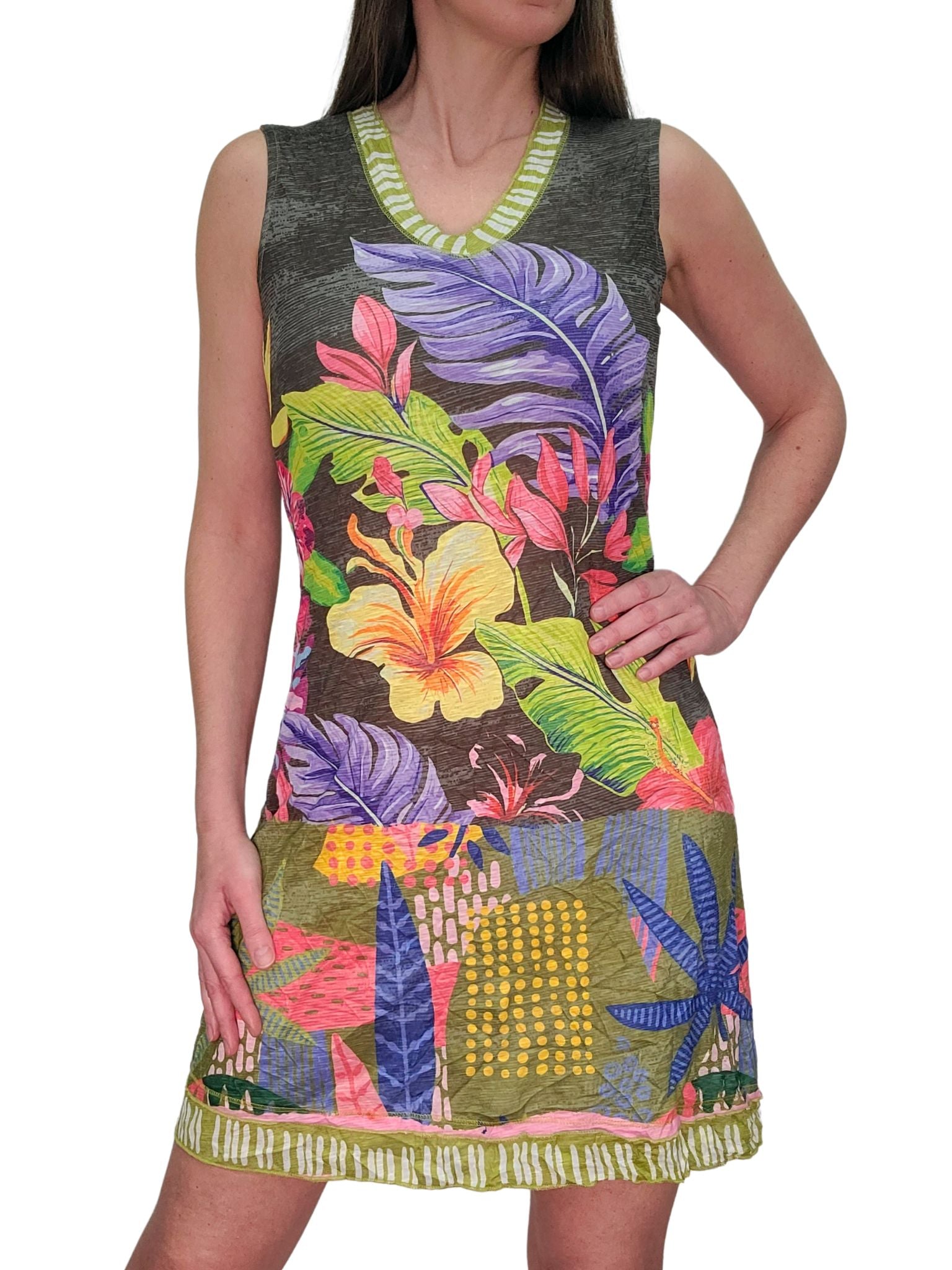 Crushed 'Army' Sleeveless Dress