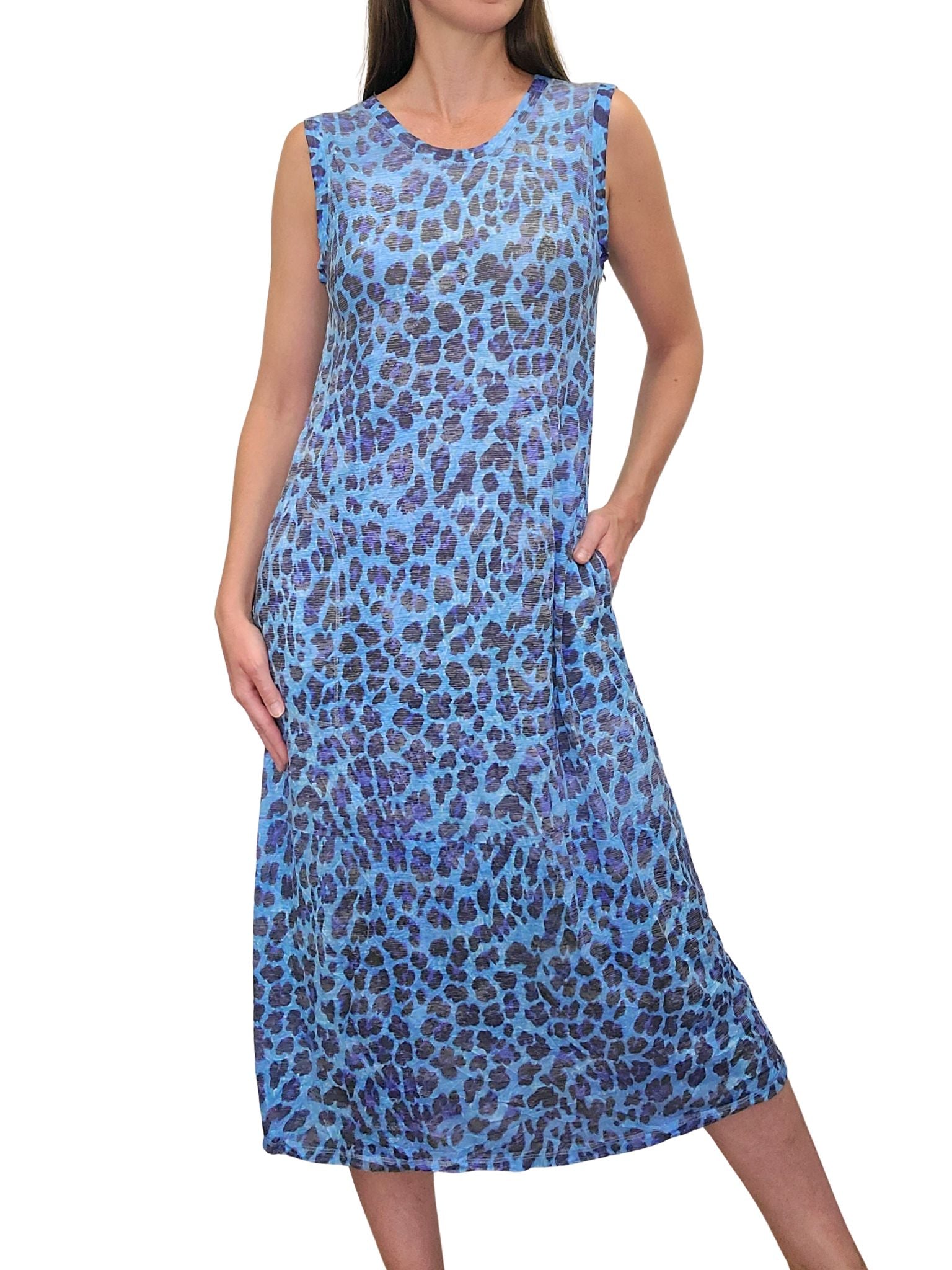 sleeveless maxi dress with pockets Crushed 'Hyde' Sleeveless Maxi Dress w/ Pockets L / Hyde without Roses