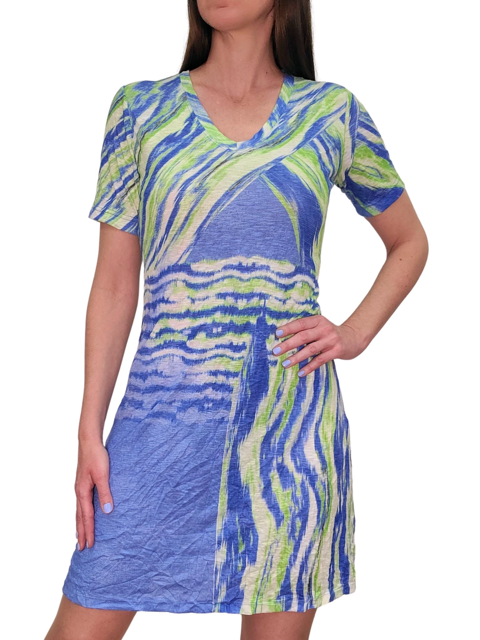 Crushed 'Cold' V-Neck Dress