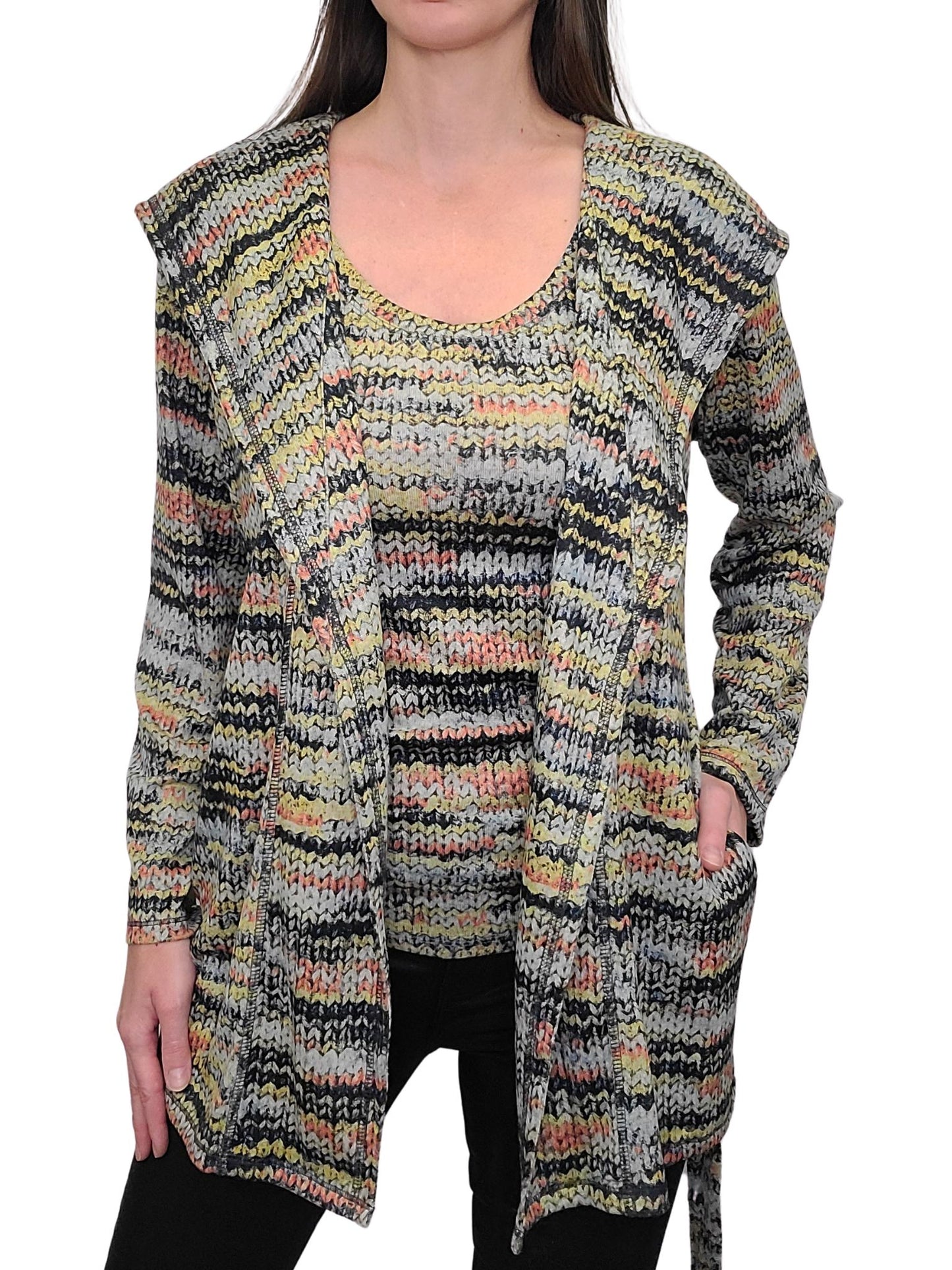 Clay Hacci Cardigan-Set mit Kapuze und Wickeldesign