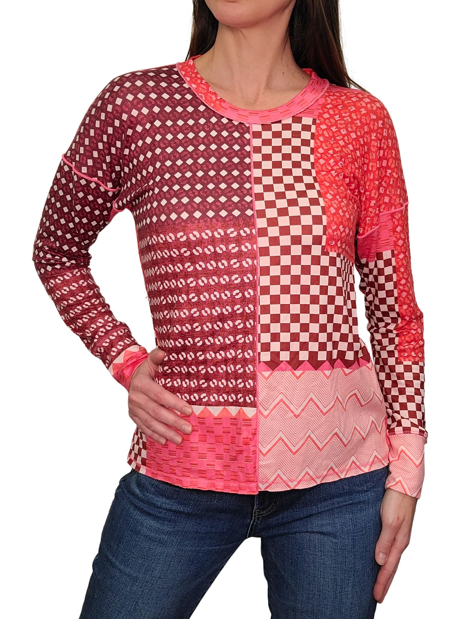 Long Sleeve Deco Crew Neck w/Front-Seam