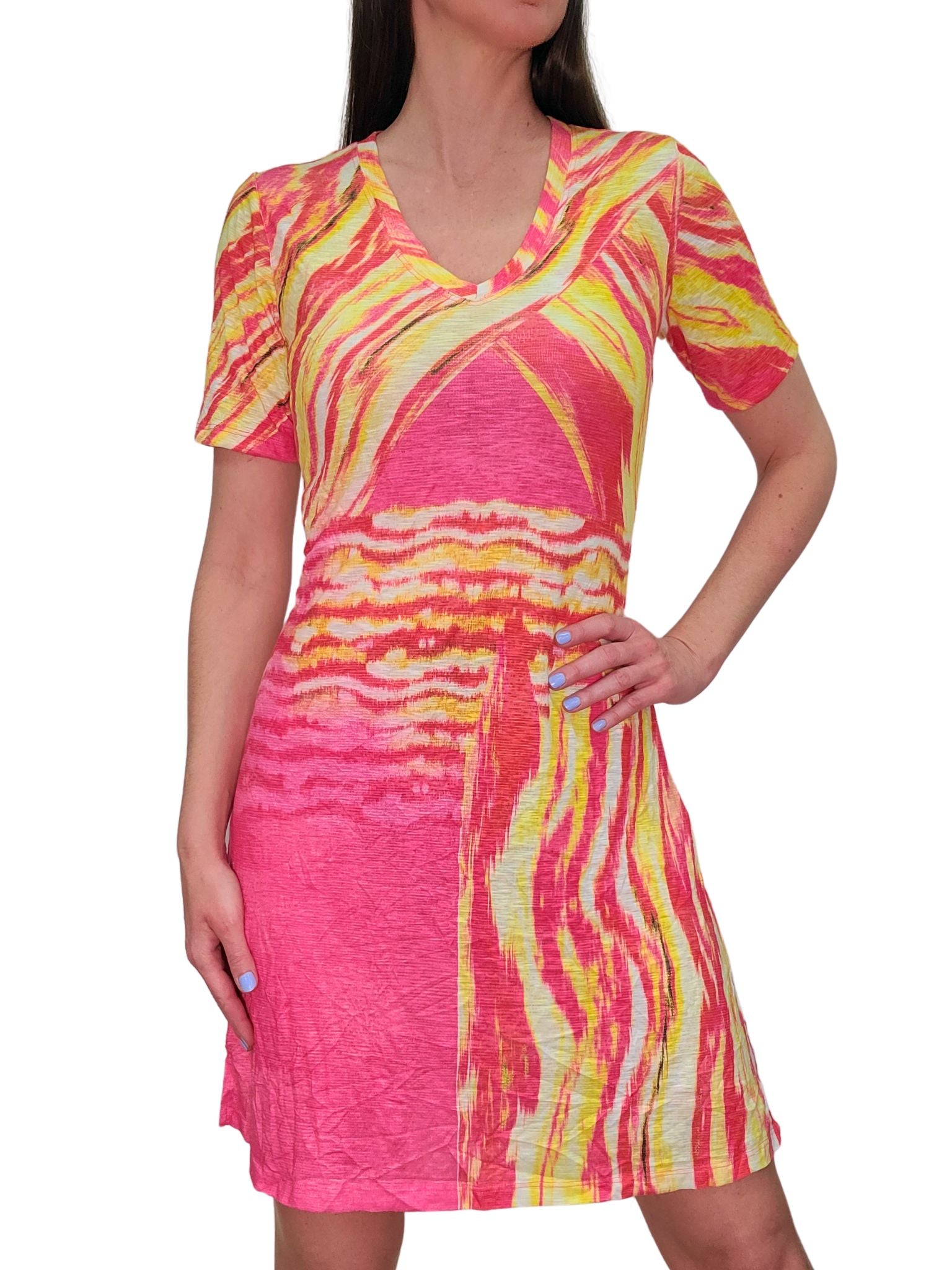 Crushed 'Hot' V-Neck Dress