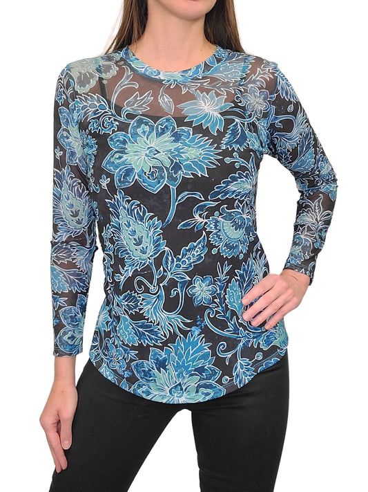 Long Sleeve Mesh 'Lagoon' Tee