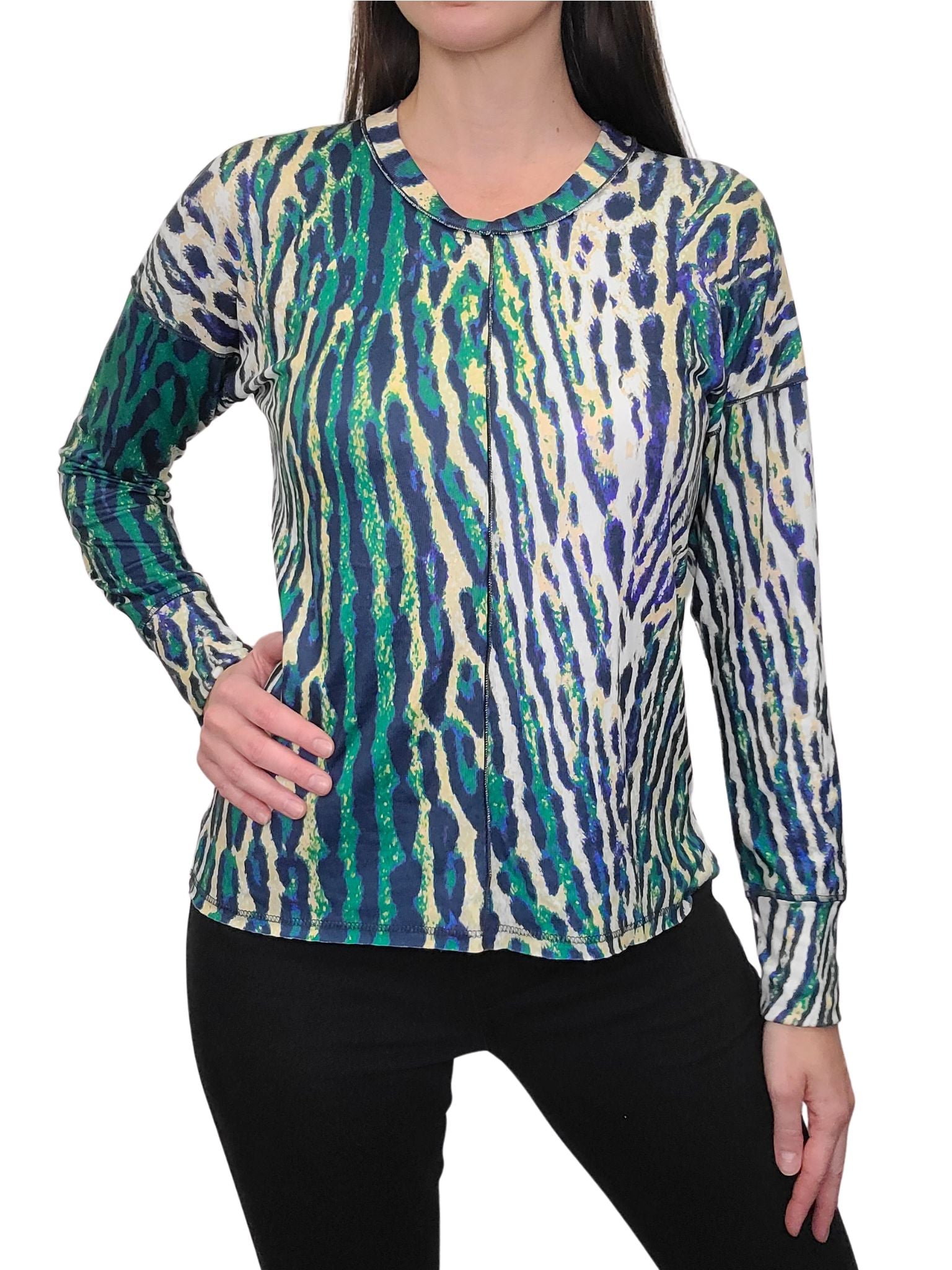 Long Sleeve 'Jade' Crew Neck w/Front-Seam