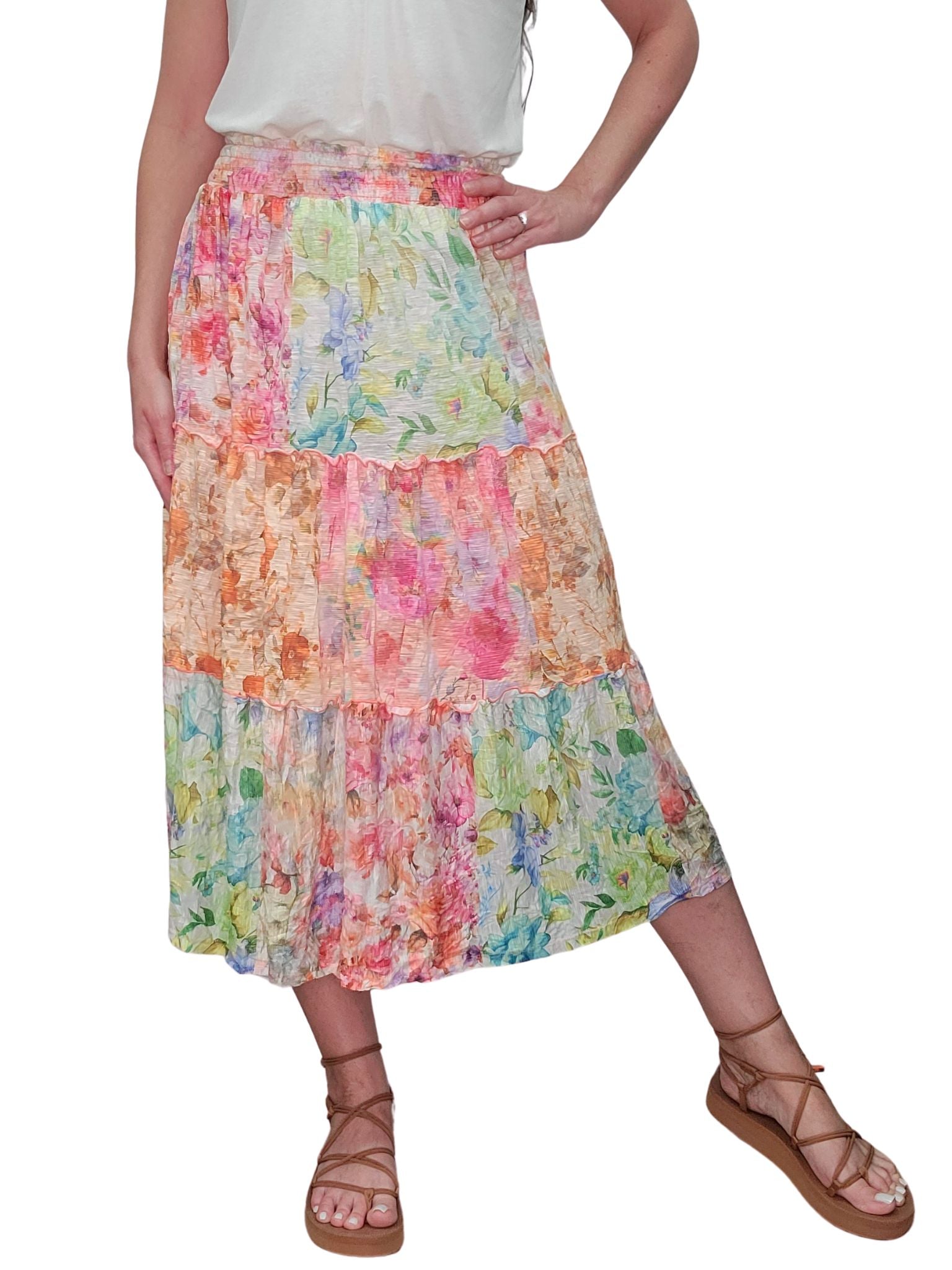 3-Tiered 'Party' Skirt with Smocked Waistband