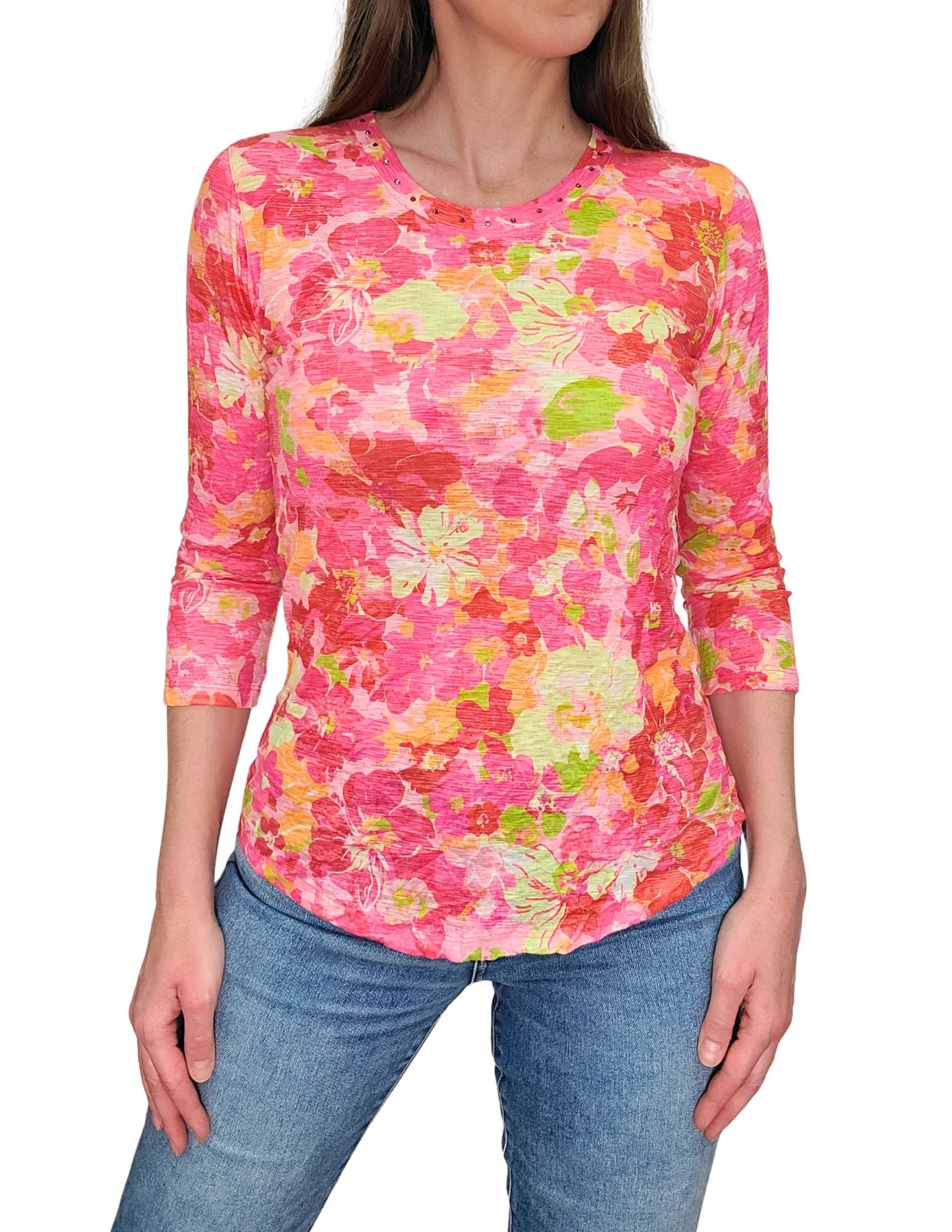 크러쉬드 3/4 슬리브 말리부 크루넥