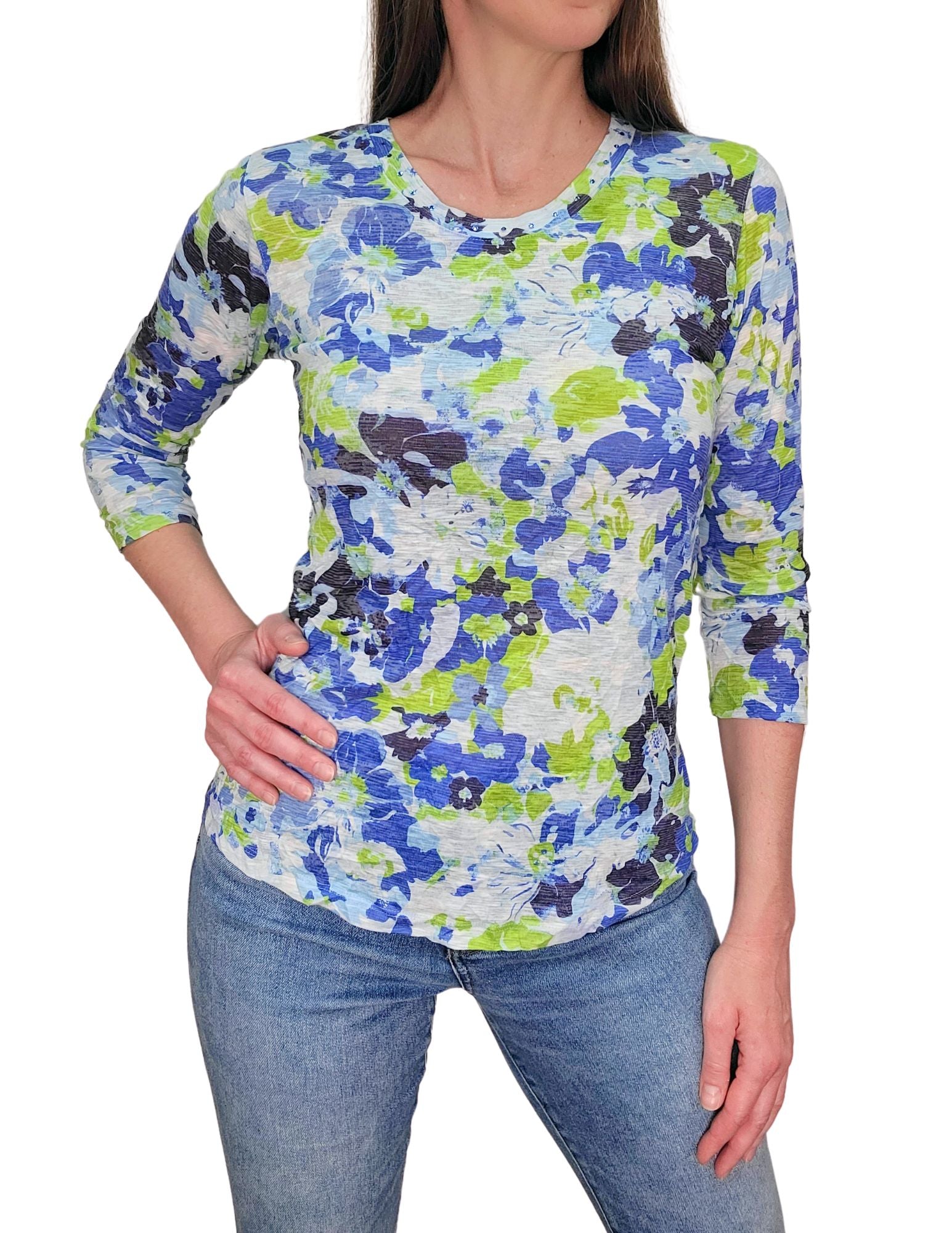 크러쉬드 3/4 슬리브 말리부 크루넥