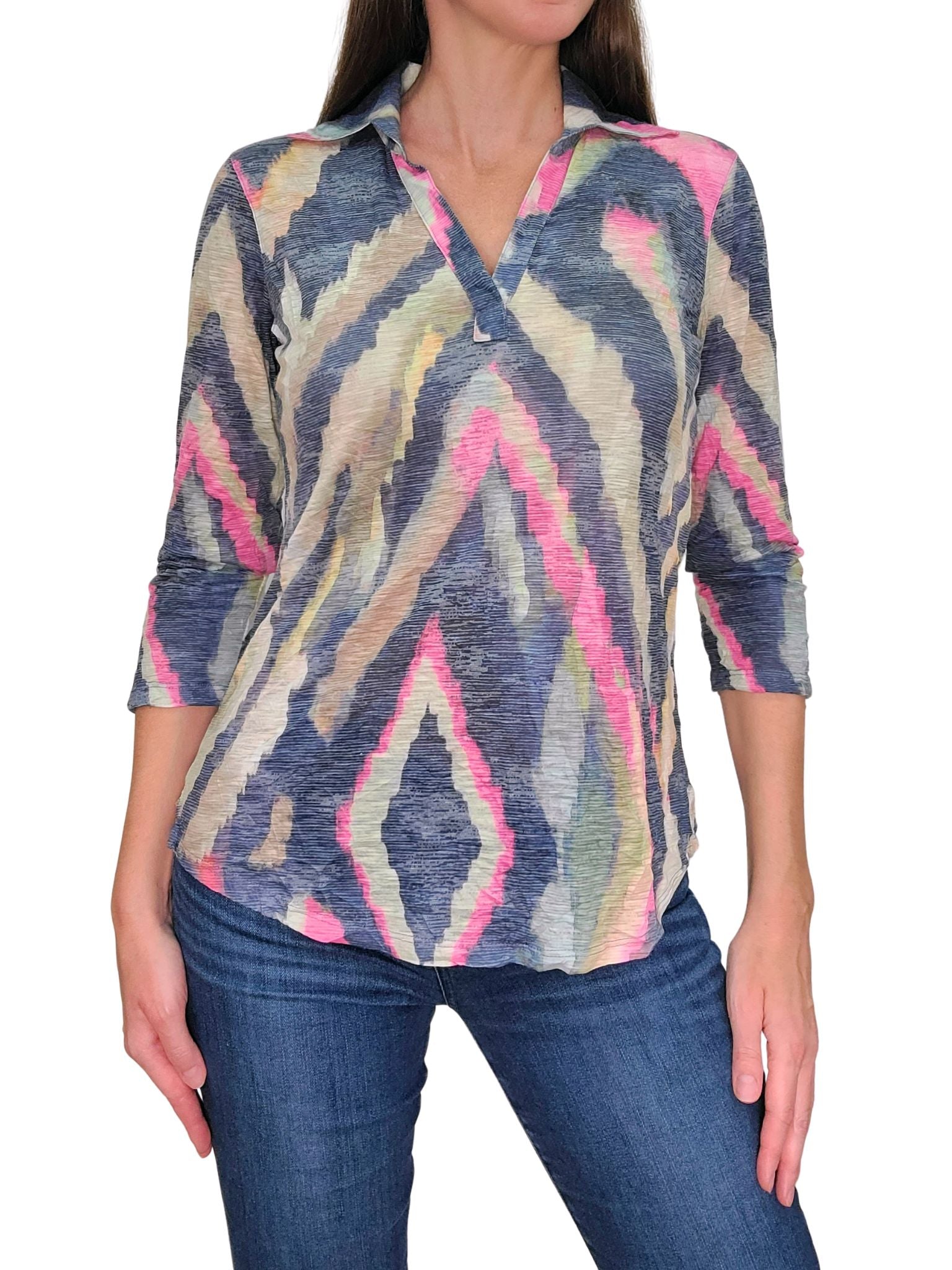 Crushed 3/4 Sleeve 'Sedona' Polo