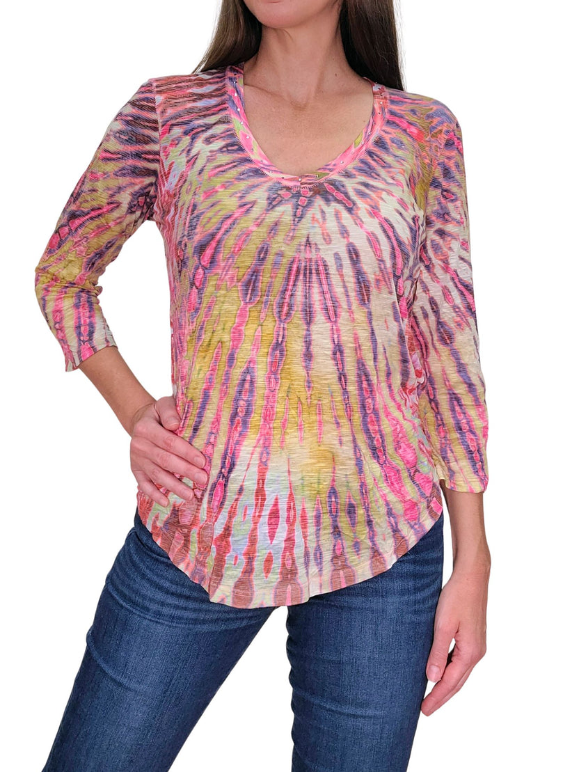 David Cline Isabella Shirred Puff Sleeve V-Neck Top - Citron - FINAL SALE main image 0