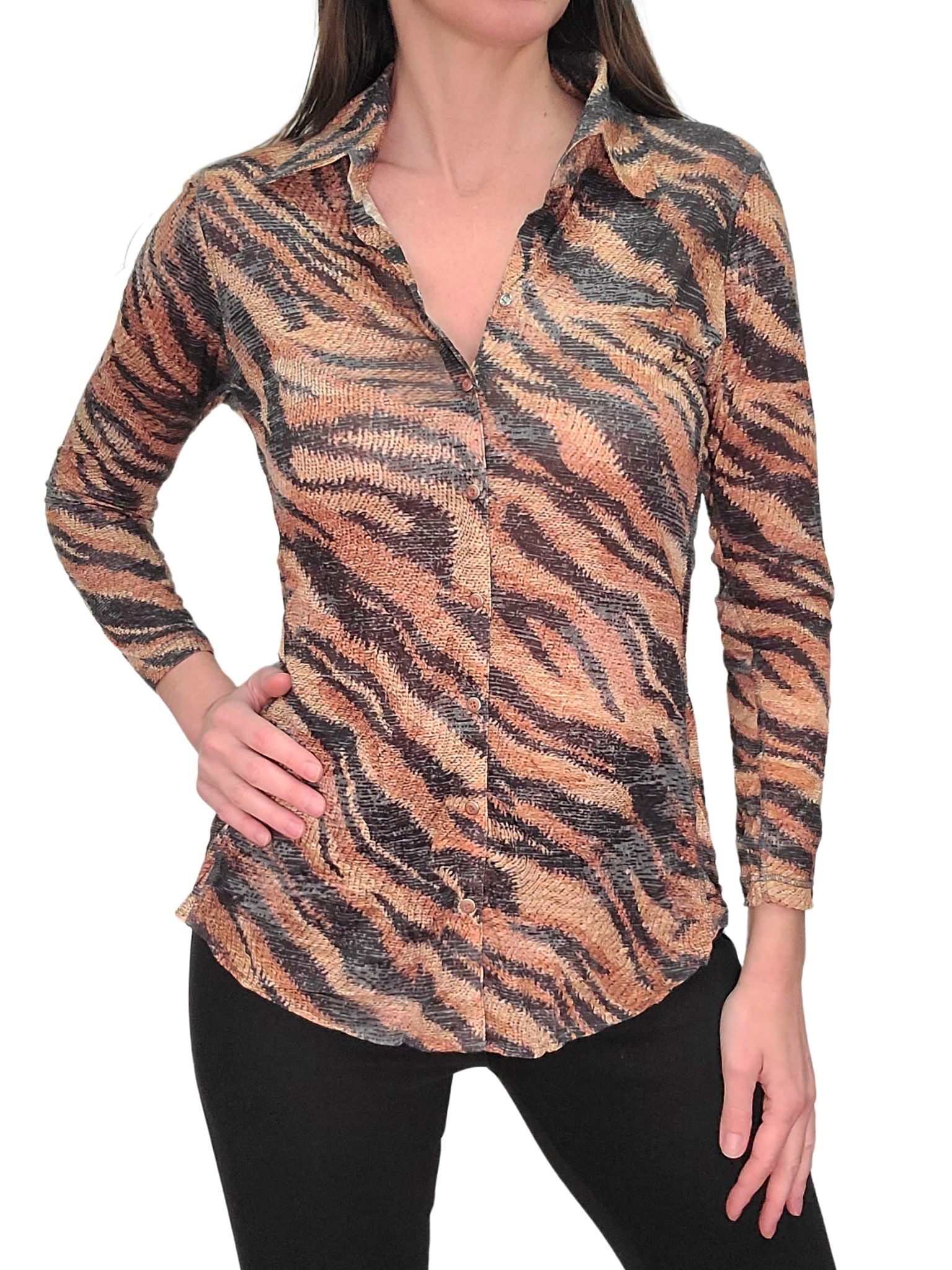 Crushed Long Sleeve Tiger Shirt