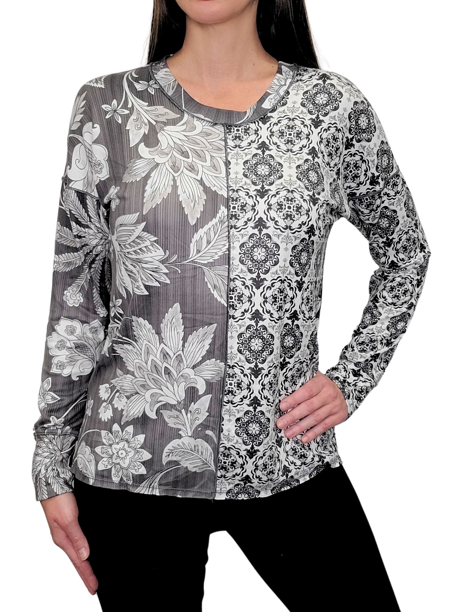 Long Sleeve 'Night' Crew Neck w/Front-Seam