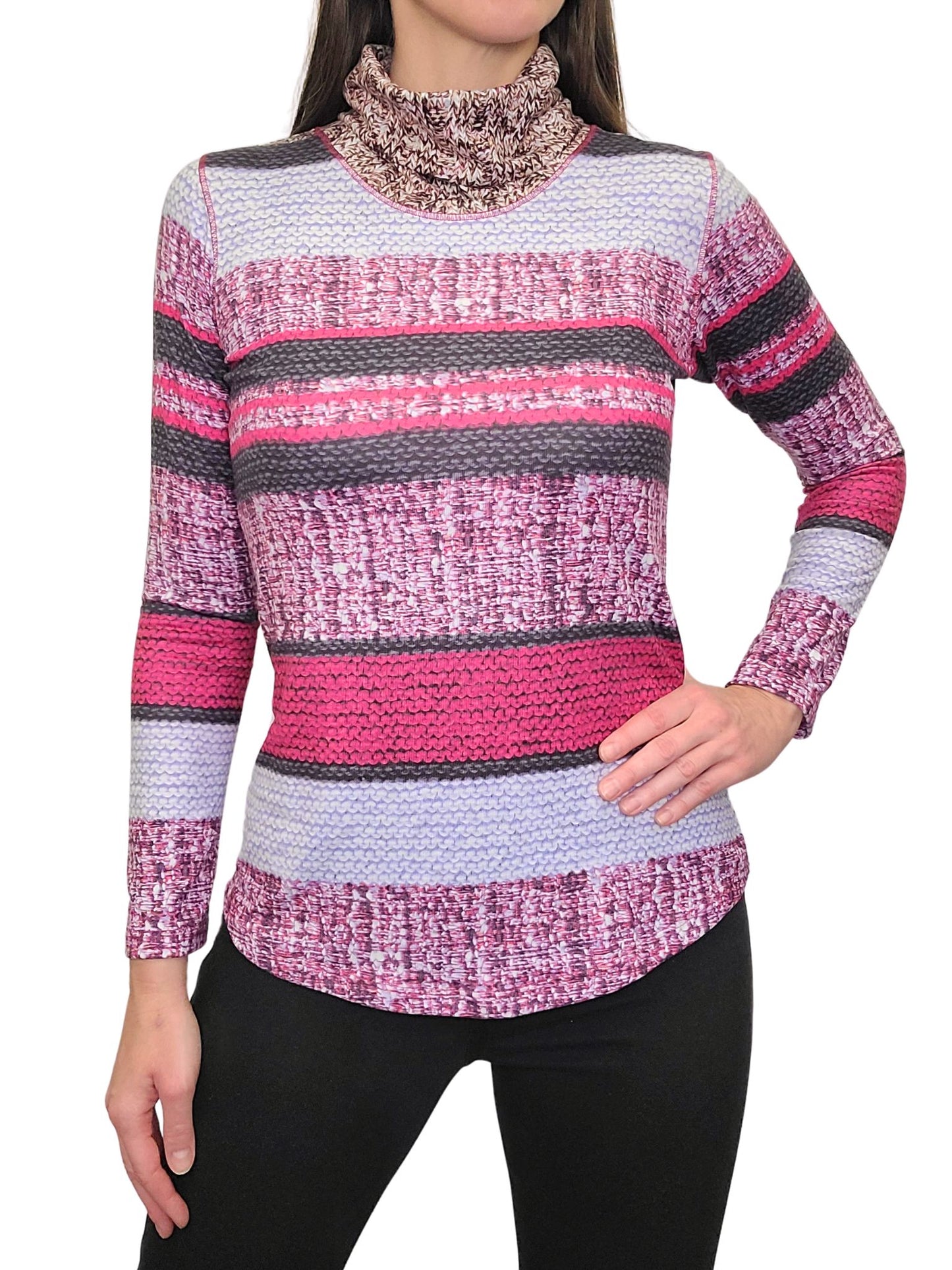 Langärmliger Rollkragenpullover „Rose Hacci“