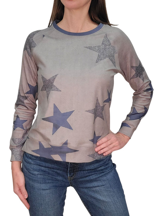 Crew Neck Star Fleece Sweatshirt