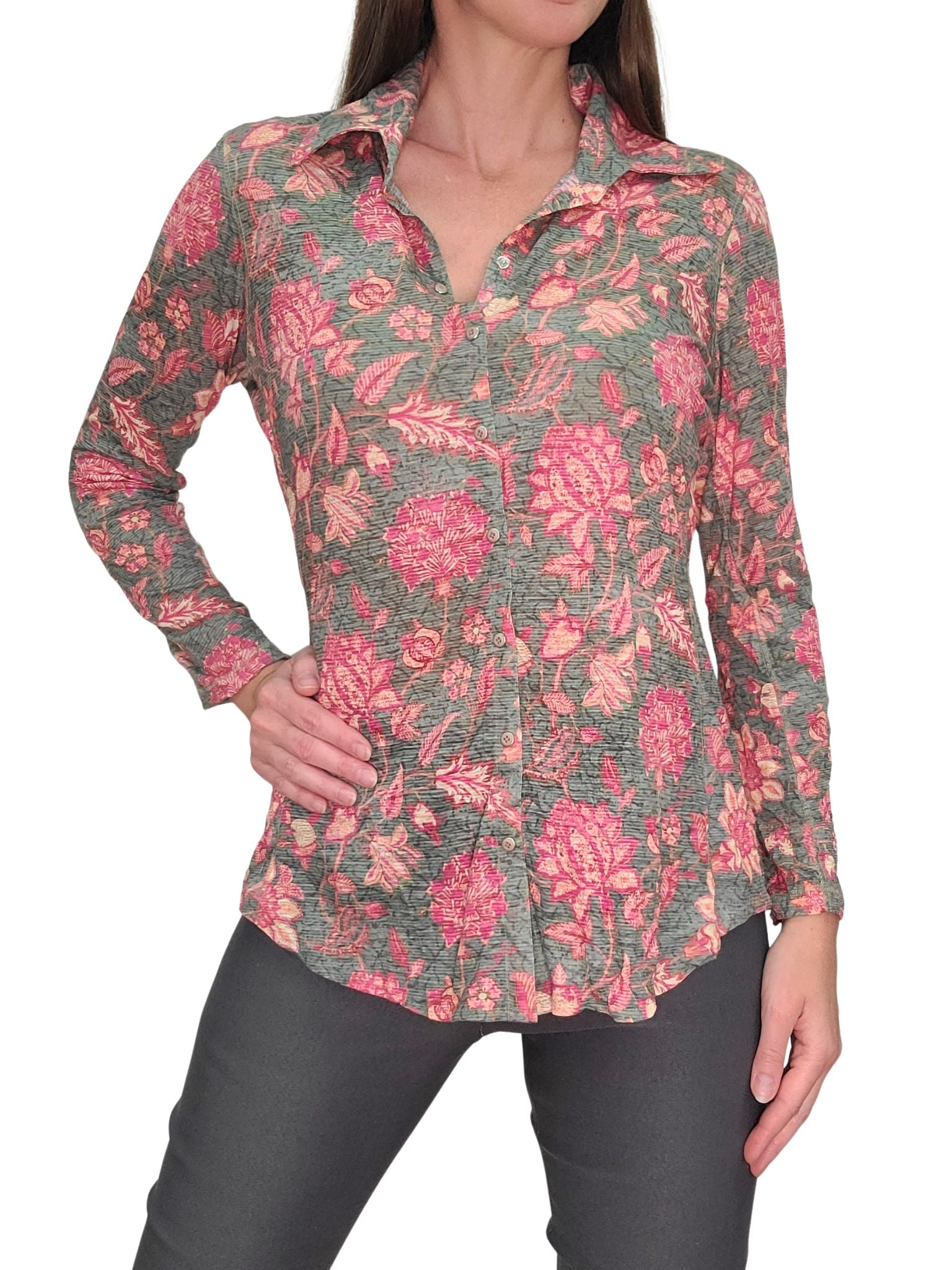 Crushed Long Sleeve 'Rouge' Shirt