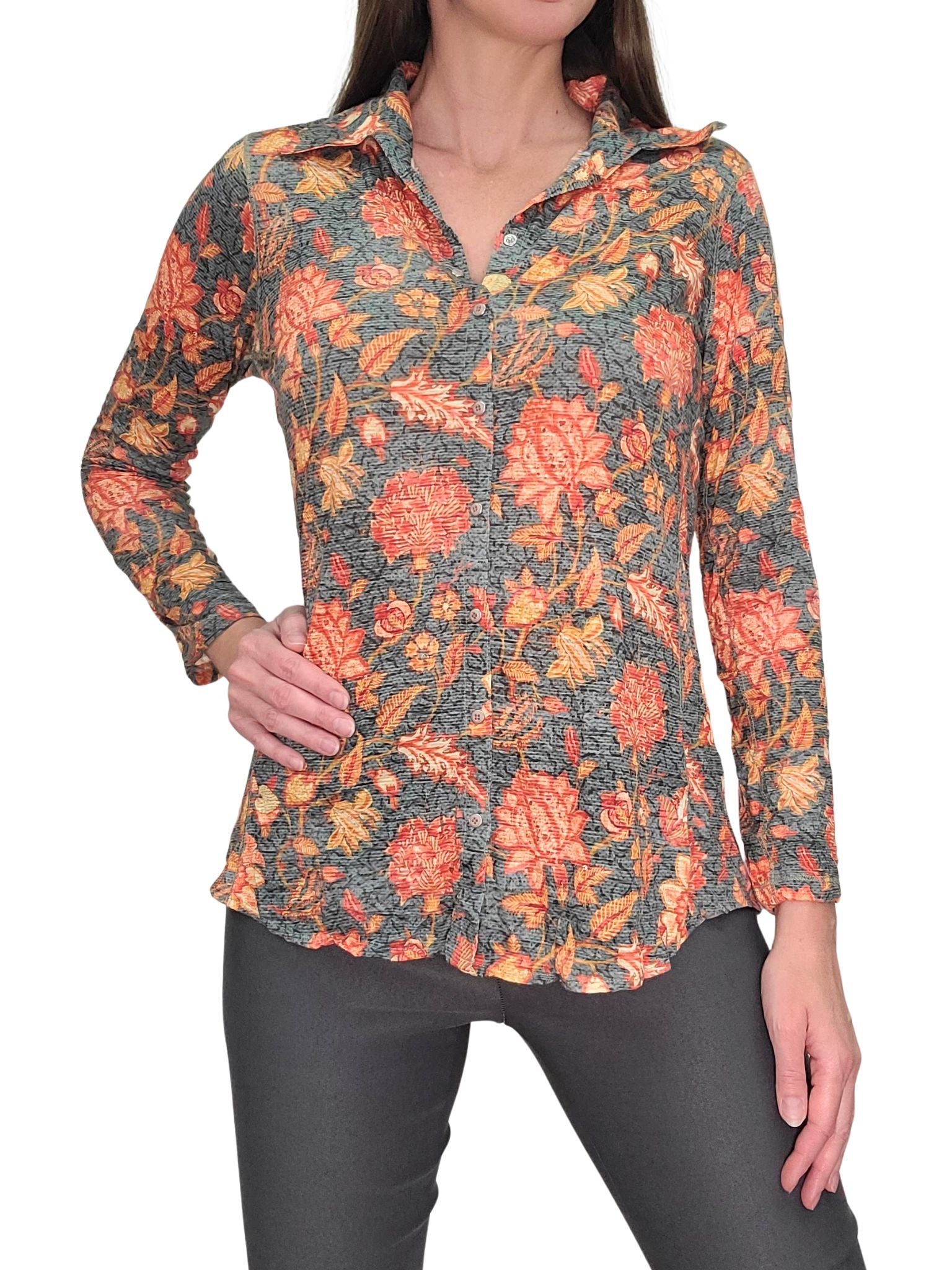 Crushed Long Sleeve 'Rust' Shirt