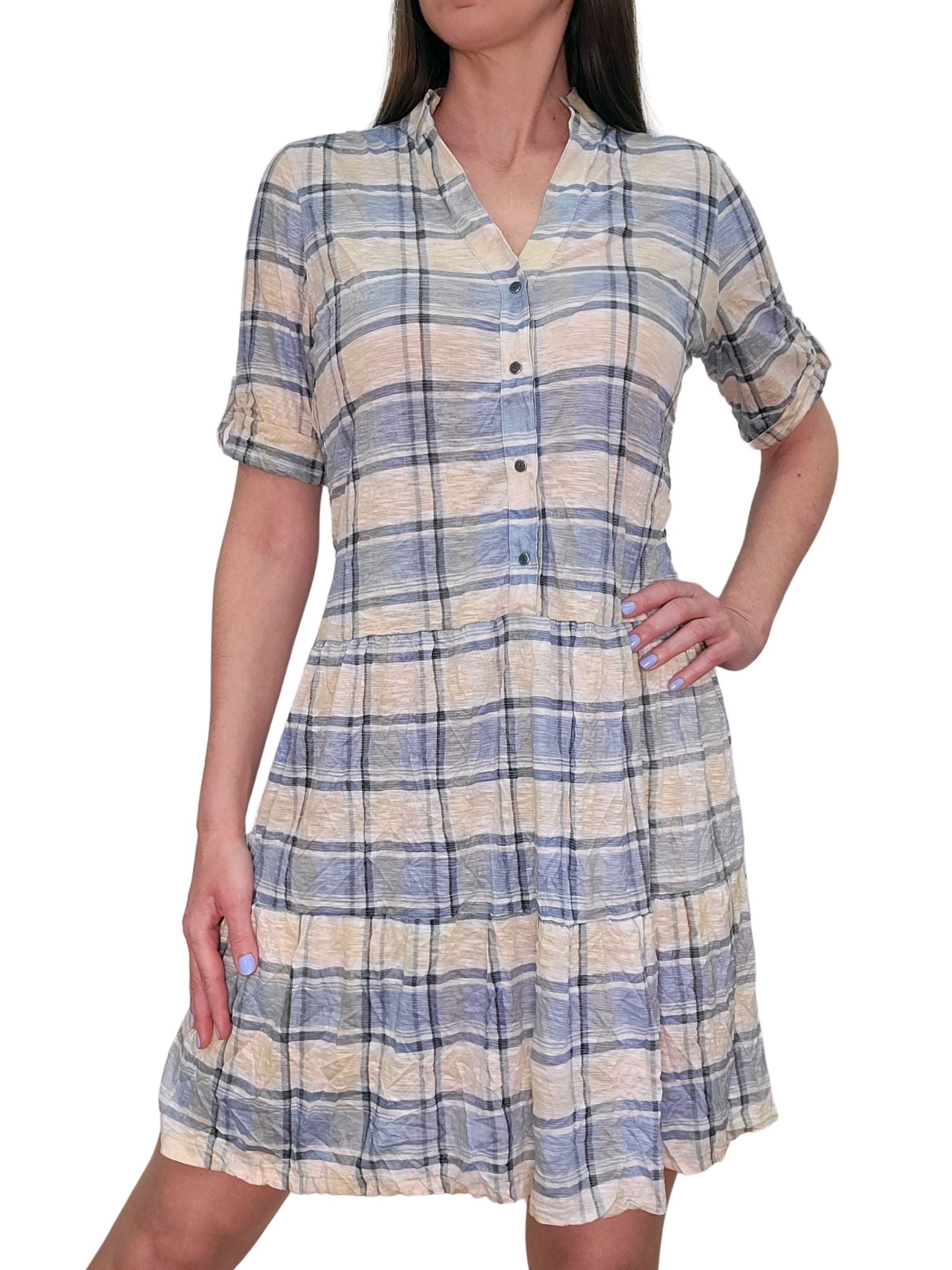 Crushed 'Neutral' Drop-Waist Dress