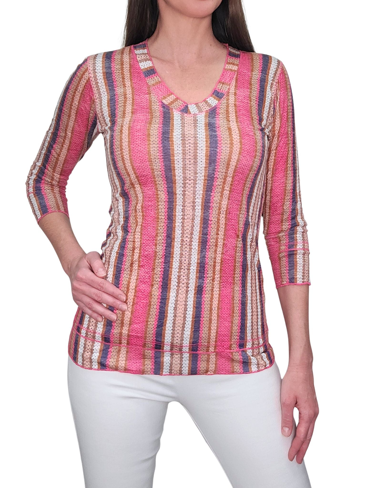 Crushed 3/4 Ärmel Wasser V-Ausschnitt