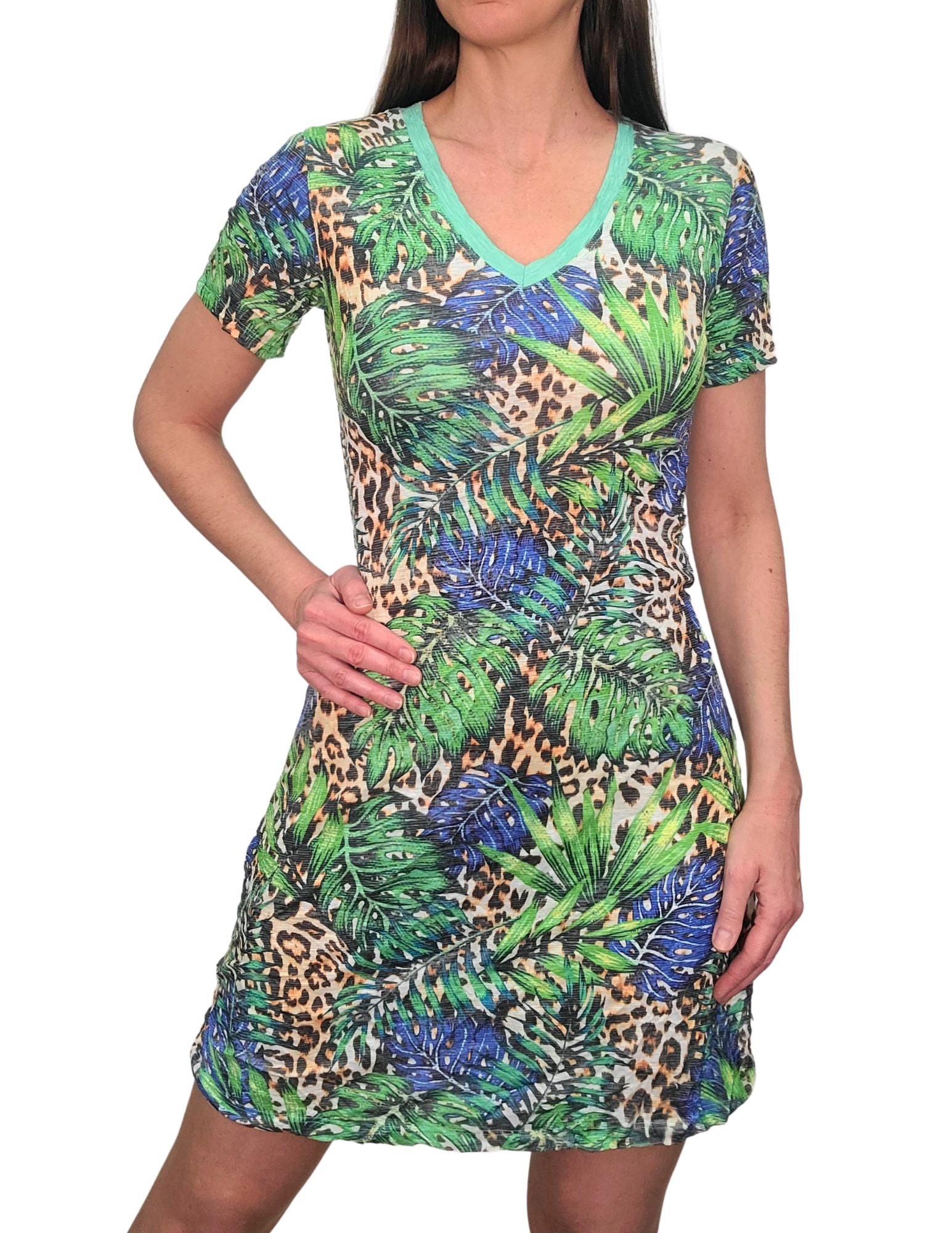 Crushed 'Leaf' V-Neck Dress