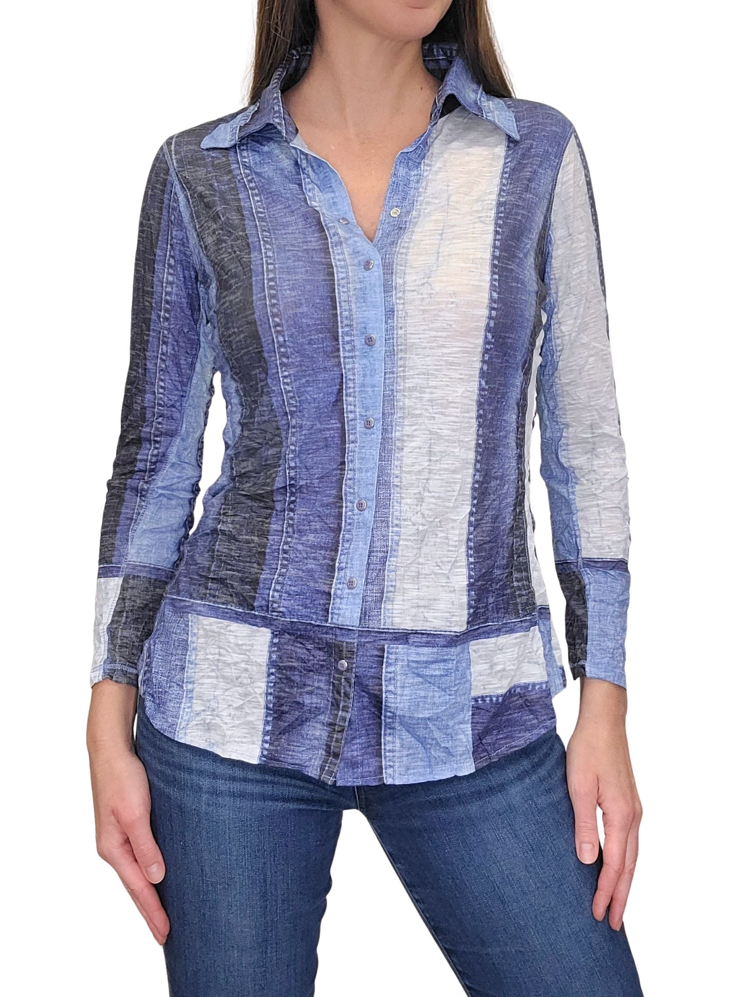Crushed Long Sleeve 'Denim' Shirt