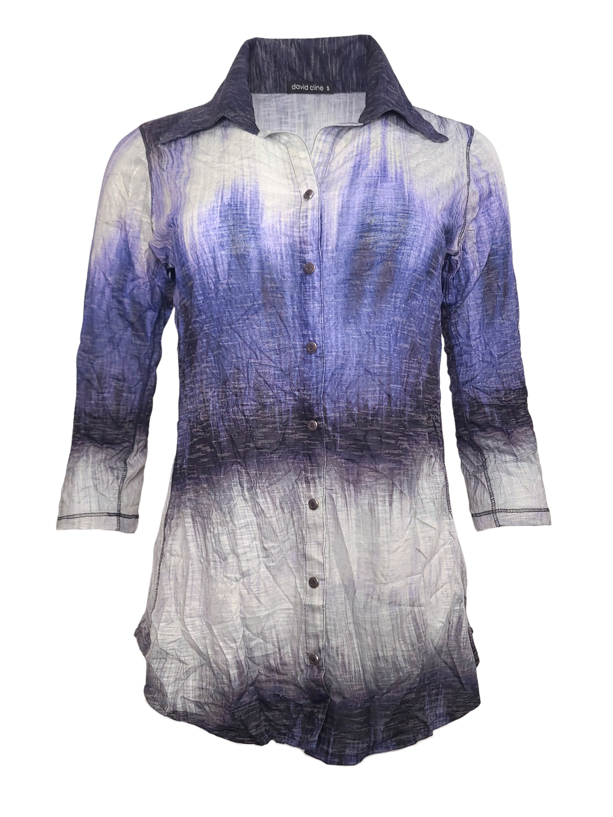Crushed 3/4 Sleeve 'Denim' Shirt