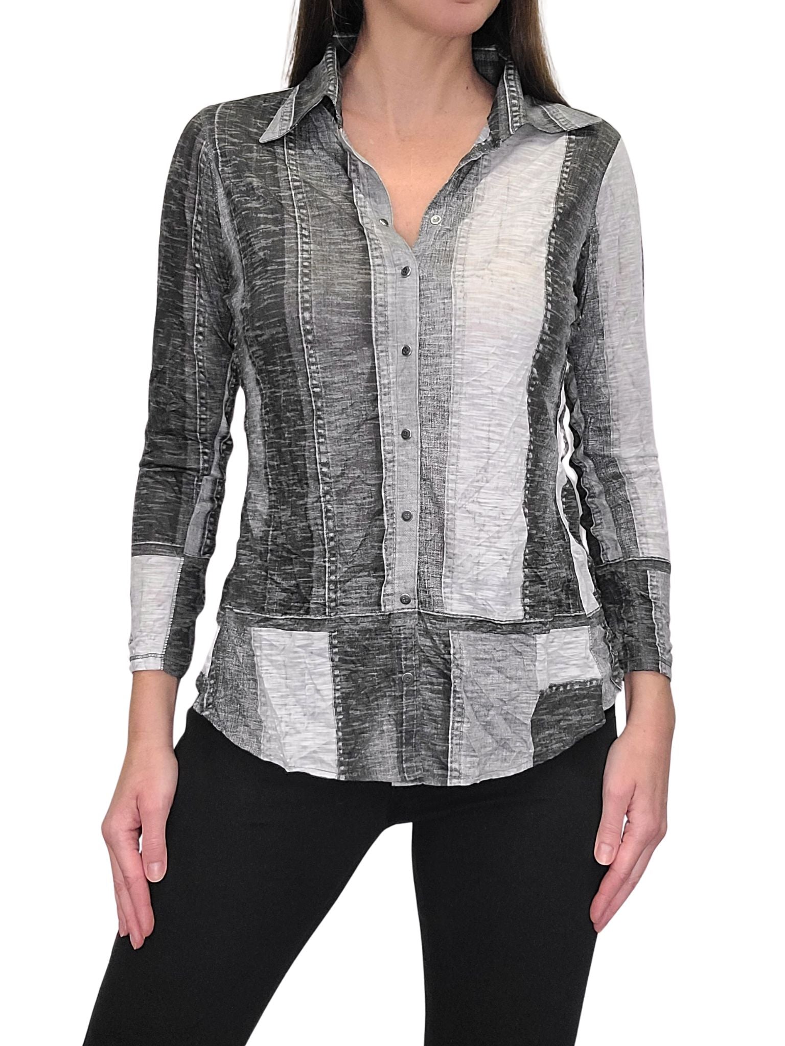 Crushed Long Sleeve 'Silver' Shirt