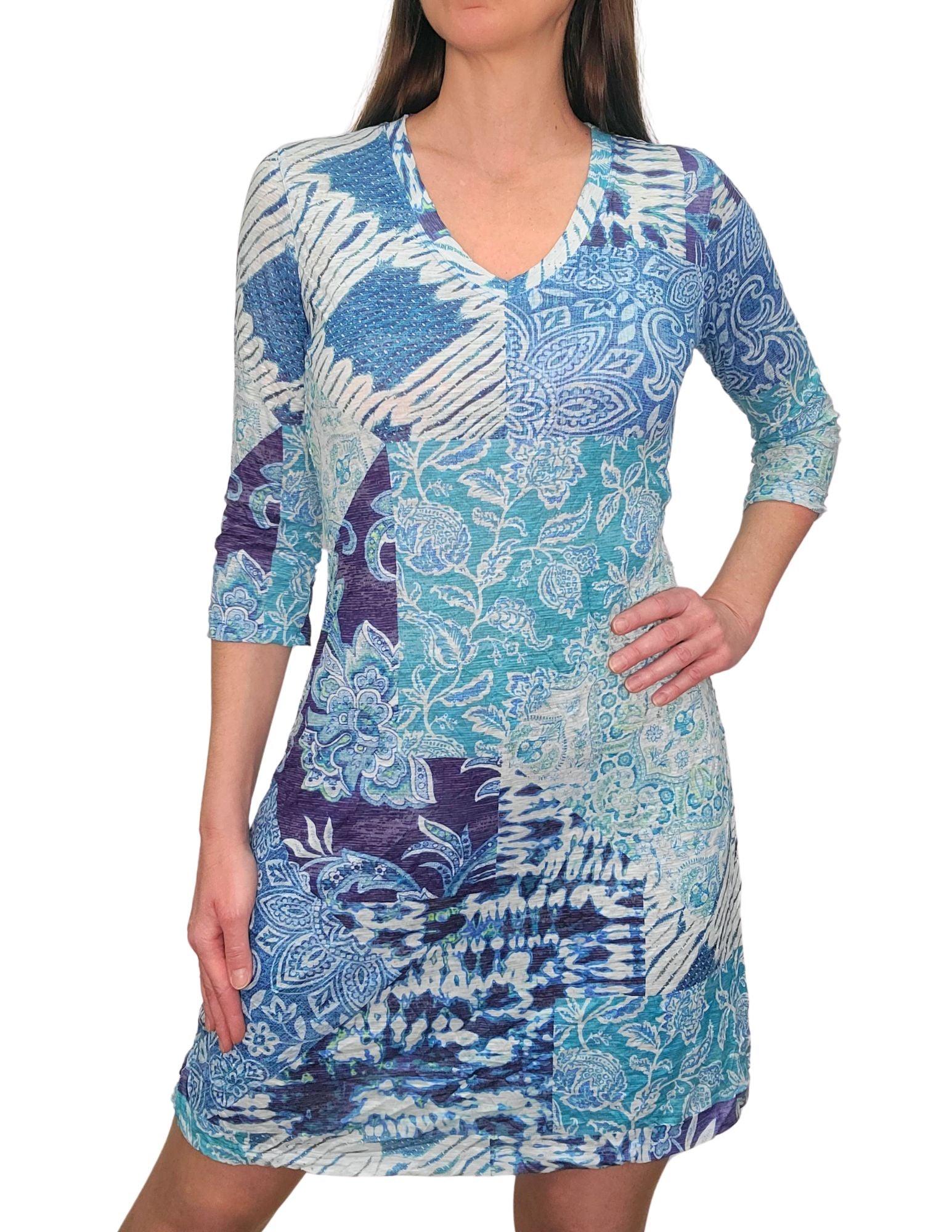 Crushed 3/4 Sleeve Tide Dress