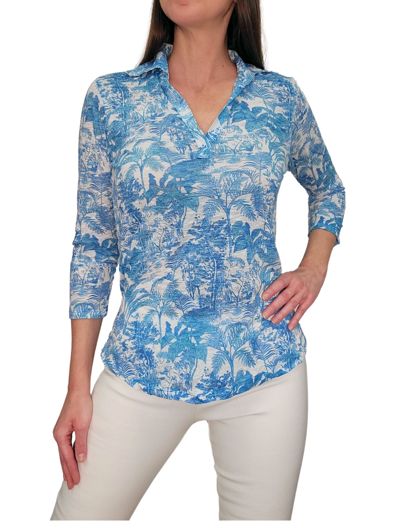 Crushed 3/4 Sleeve 'Rain' Polo